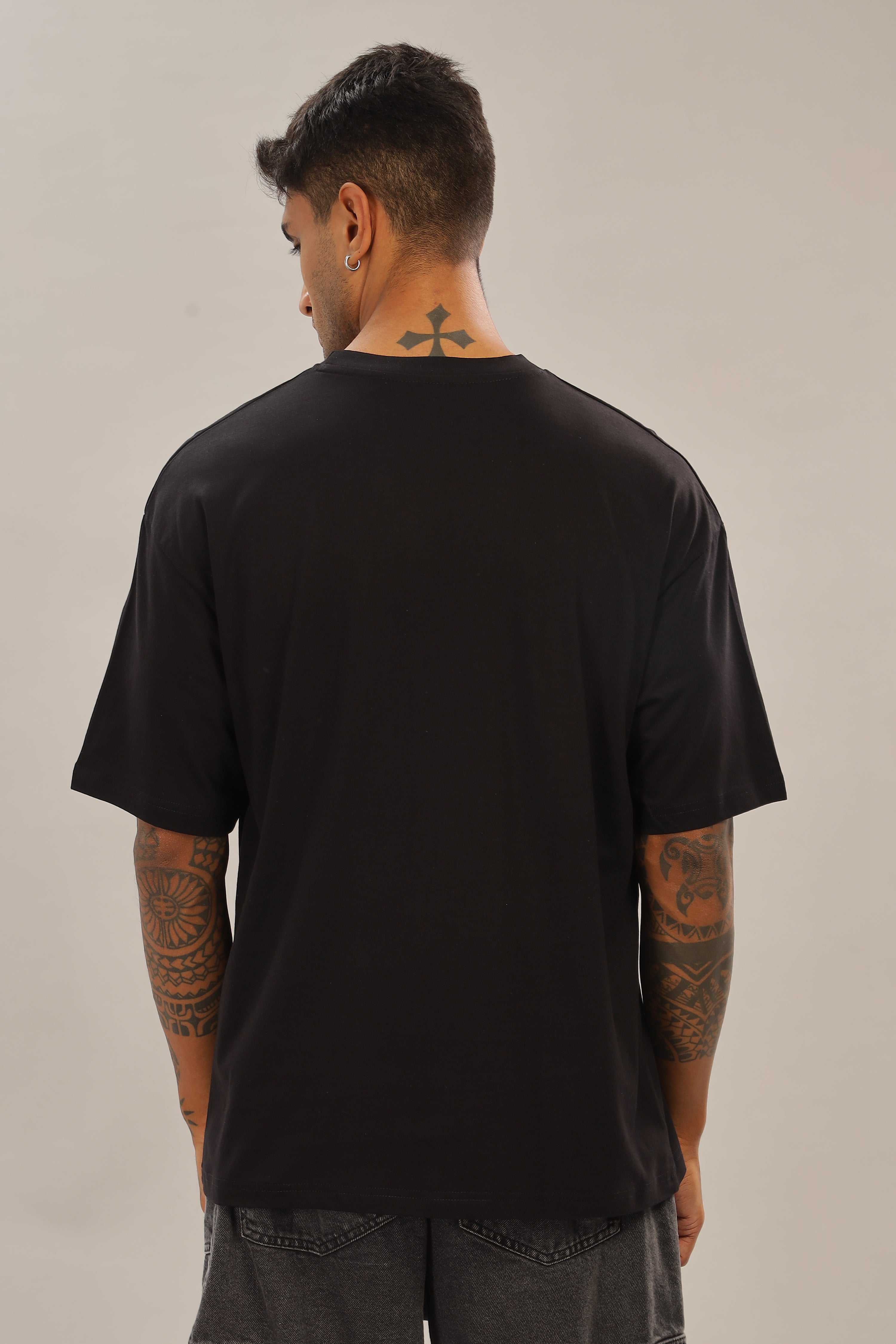 Spice Wardrobe Men Half Sleeve Oversized T-shirt, Round Neck Longline Drop Shoulder | Plain Black Relaxed Fit T-Shirt 100% Cotton 180 GSM Fabric (Copy)