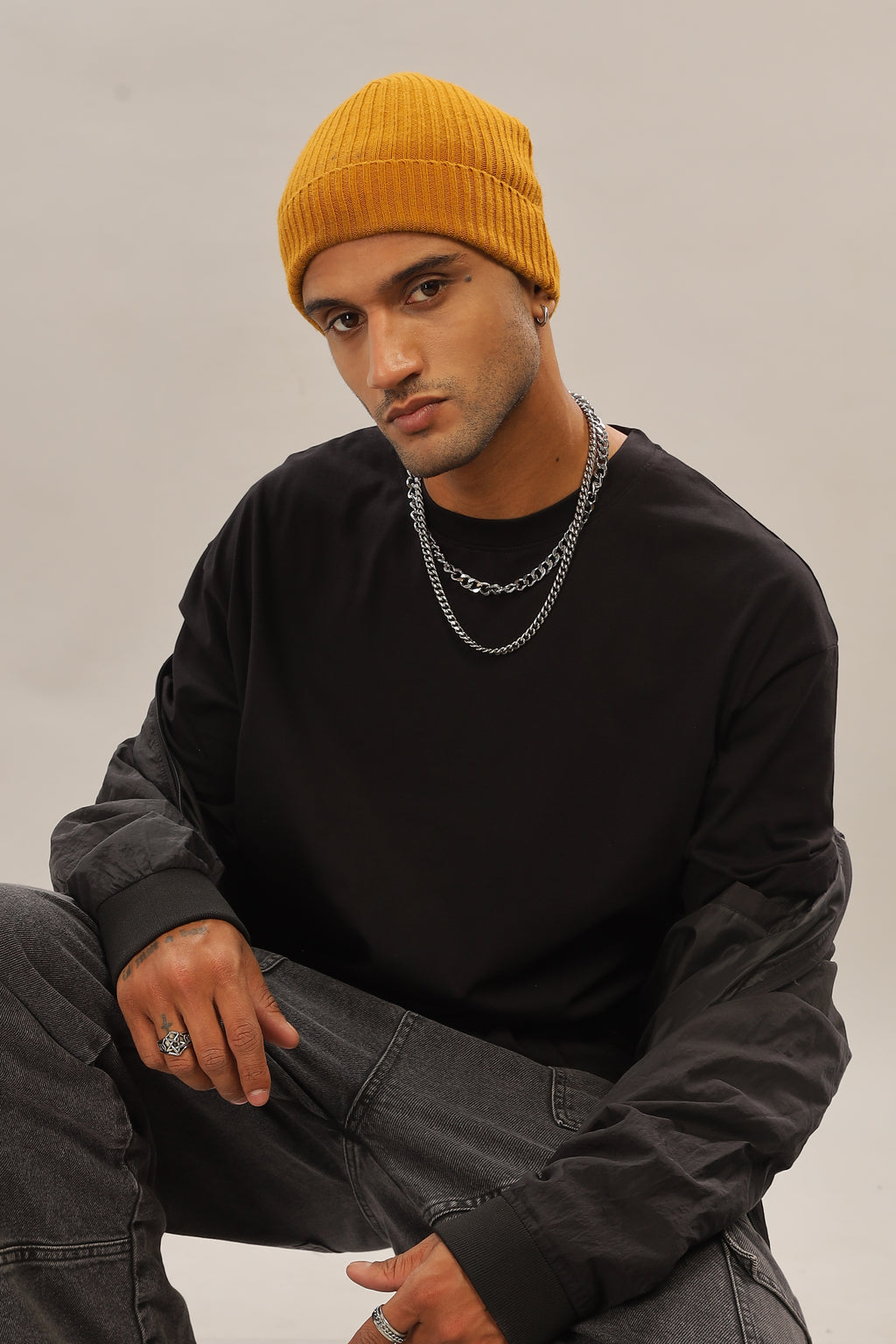 Spice Wardrobe Men Half Sleeve Oversized T-shirt, Round Neck Longline Drop Shoulder | Plain Black Relaxed Fit T-Shirt 100% Cotton 180 GSM Fabric (Copy)