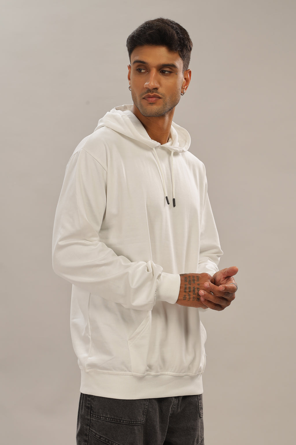 Spice Wardrobe White Plain Hoodie for Men/Women || Casual Regular Wear Plain Solid Cotton Fleece Hoodie Sweatshirt