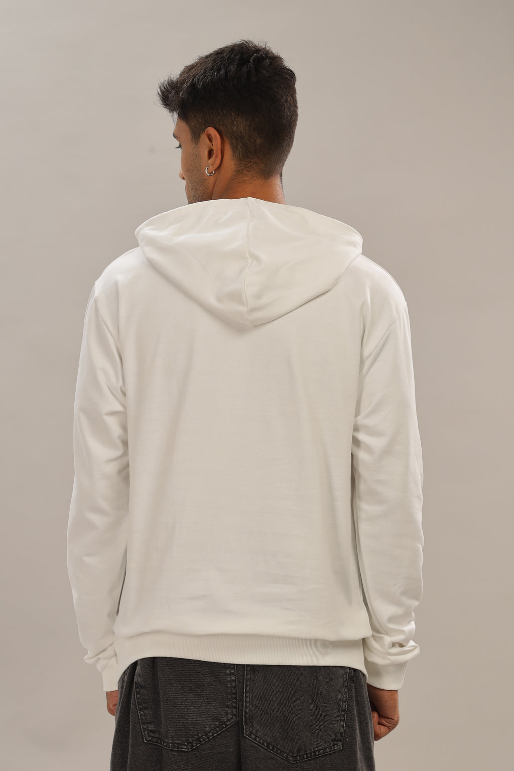 Spice Wardrobe White Printed Hoodie for Men/Women || Casual Regular Wear Printed Solid Cotton Fleece Hoodie Sweatshirt