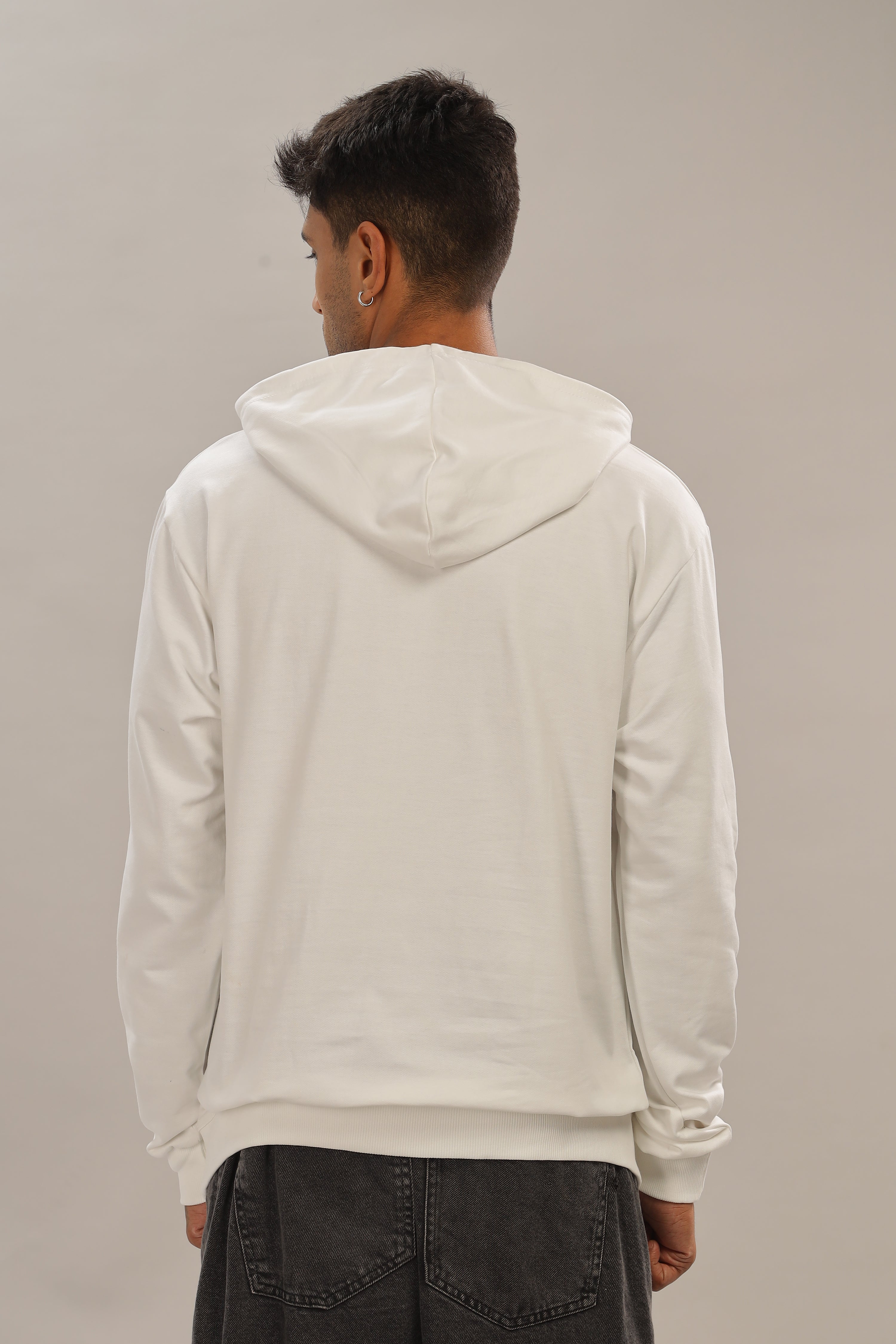 Spice Wardrobe White Printed Hoodie for Men/Women || Casual Regular Wear Printed Solid Cotton Fleece Hoodie Sweatshirt