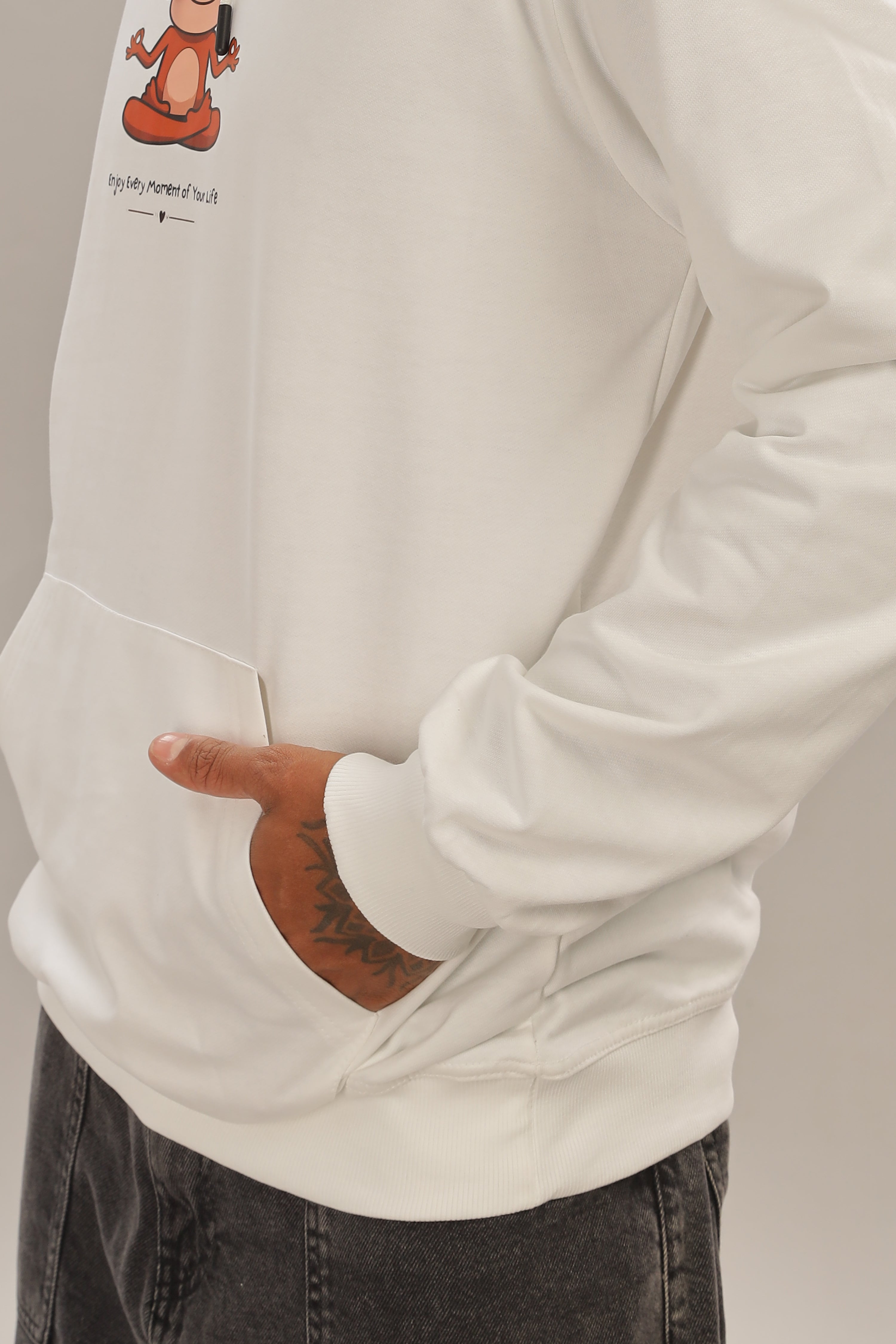 Spice Wardrobe White Printed Hoodie for Men/Women || Casual Regular Wear Printed Solid Cotton Fleece Hoodie Sweatshirt