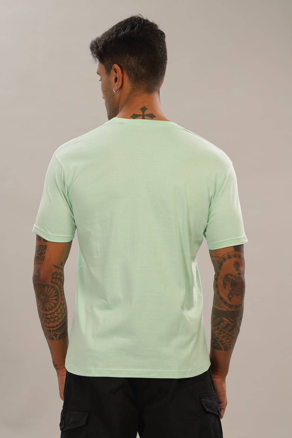 Spice Wardrobe Men’s Mint Green Cotton T-Shirt 100% Pure Cotton | Comfortable Regular Fit for Casual & Active Wear