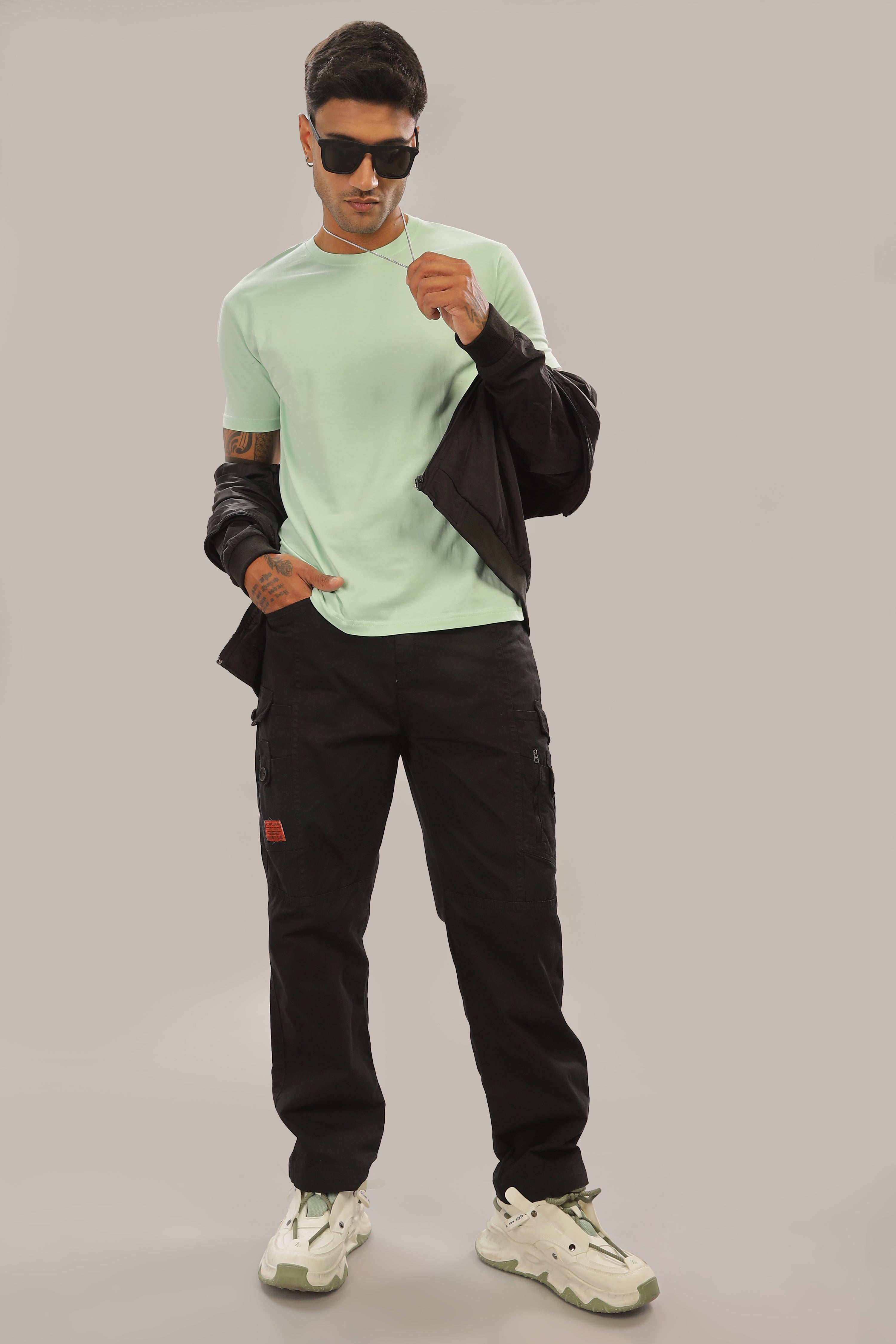 Spice Wardrobe Men’s Mint Green Cotton T-Shirt 100% Pure Cotton | Comfortable Regular Fit for Casual & Active Wear