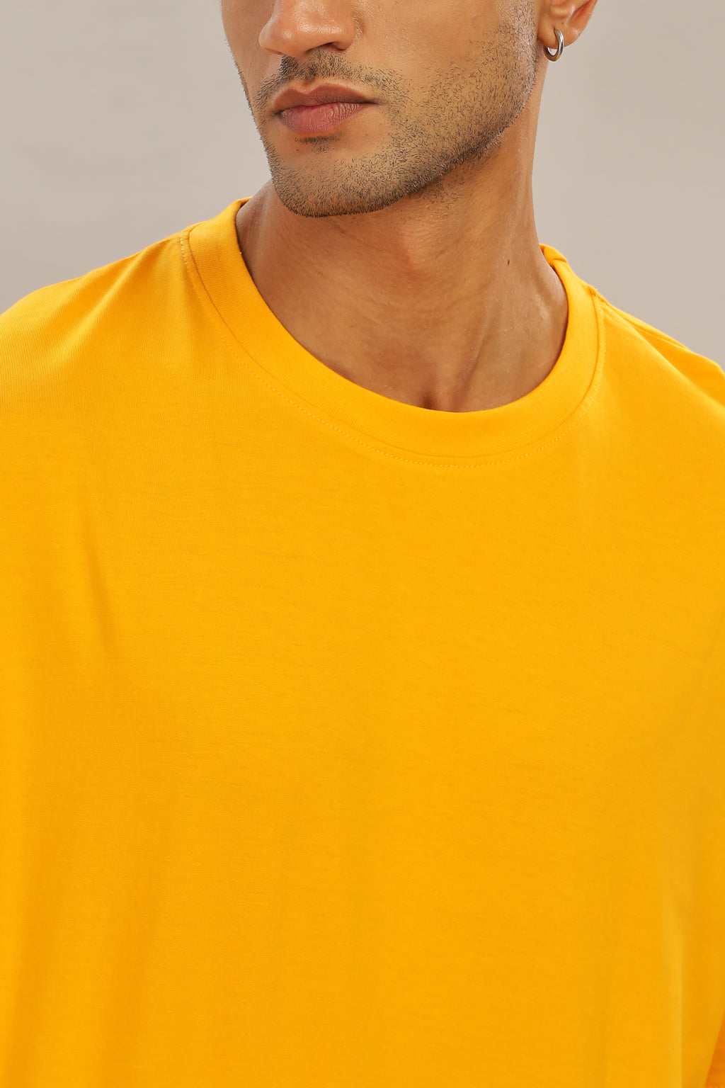 Spice Wardrobe Men Half Sleeve Oversized T-shirt, Round Neck Longline Drop Shoulder | Plain Yellow Relaxed Fit T-Shirt 100% Cotton 180 GSM Fabric