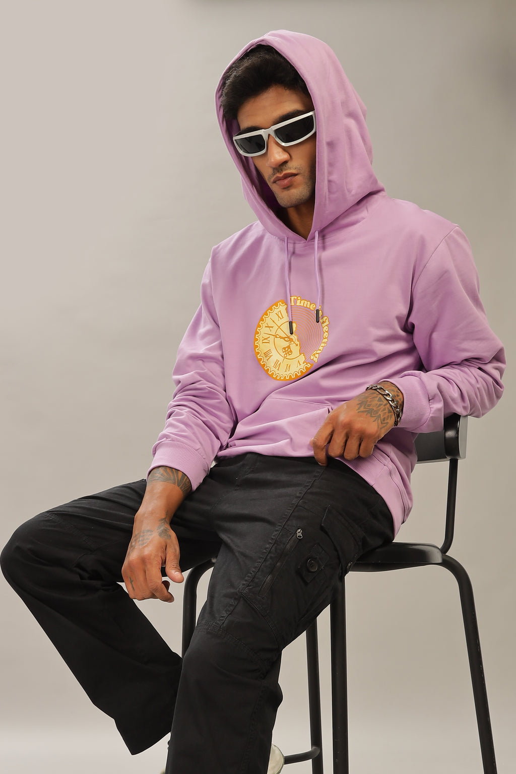 Spice Wardrobe Lavender Printed Hoodie for Men/Women || Casual Regular Wear Printed Solid Cotton Fleece Hoodie Sweatshirt