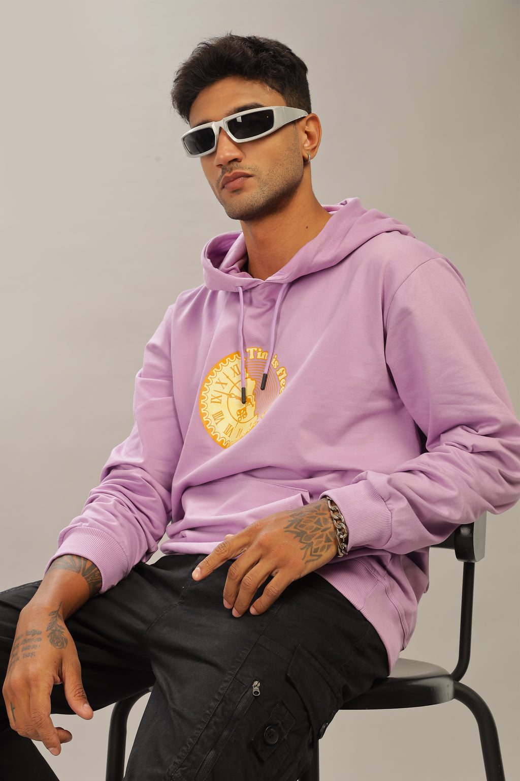 Spice Wardrobe Lavender Printed Hoodie for Men/Women || Casual Regular Wear Printed Solid Cotton Fleece Hoodie Sweatshirt