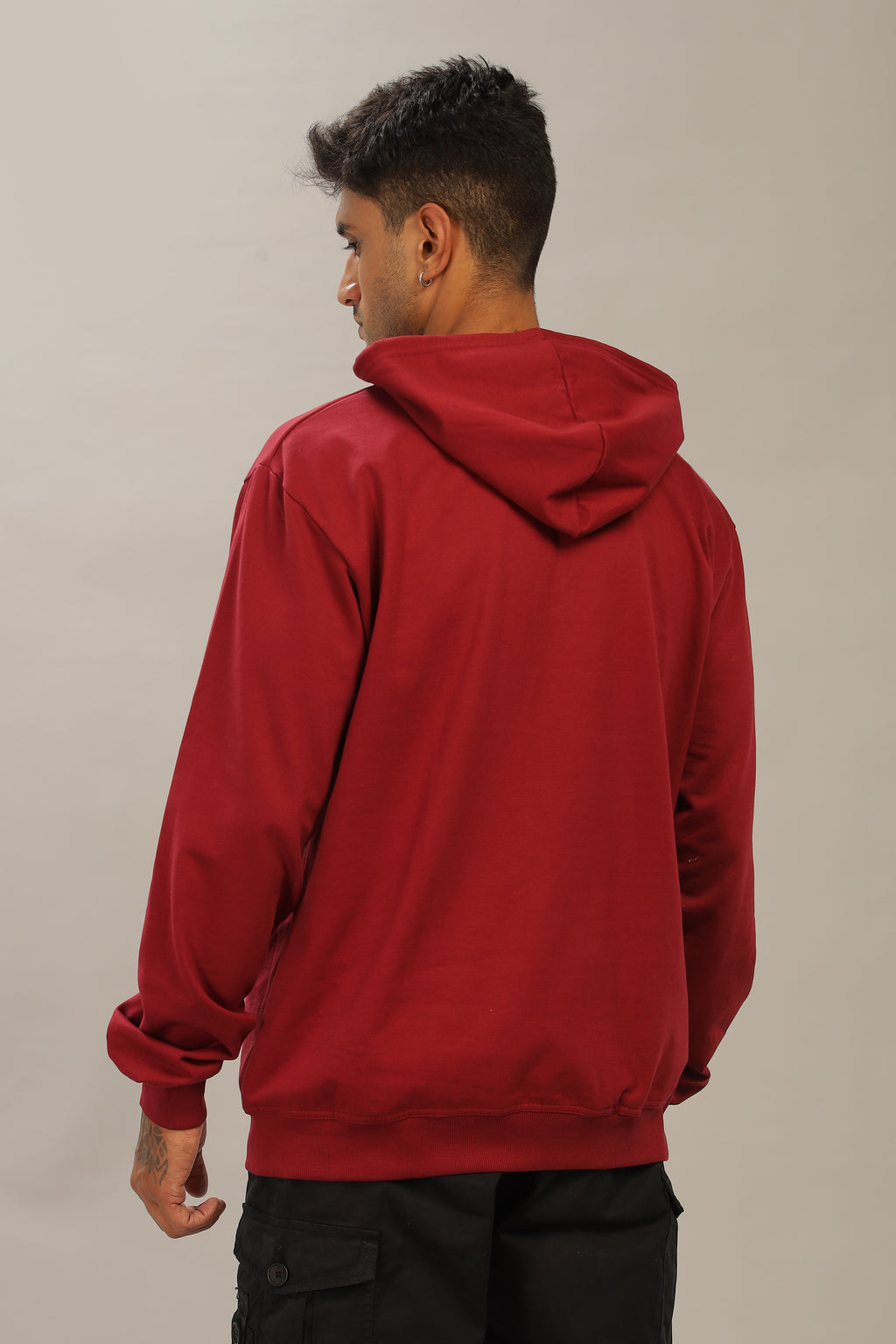 Spice Wardrobe Maroon Printed Hoodie for Men/Women || Casual Regular Wear Printed Solid Cotton Fleece Hoodie Sweatshirt