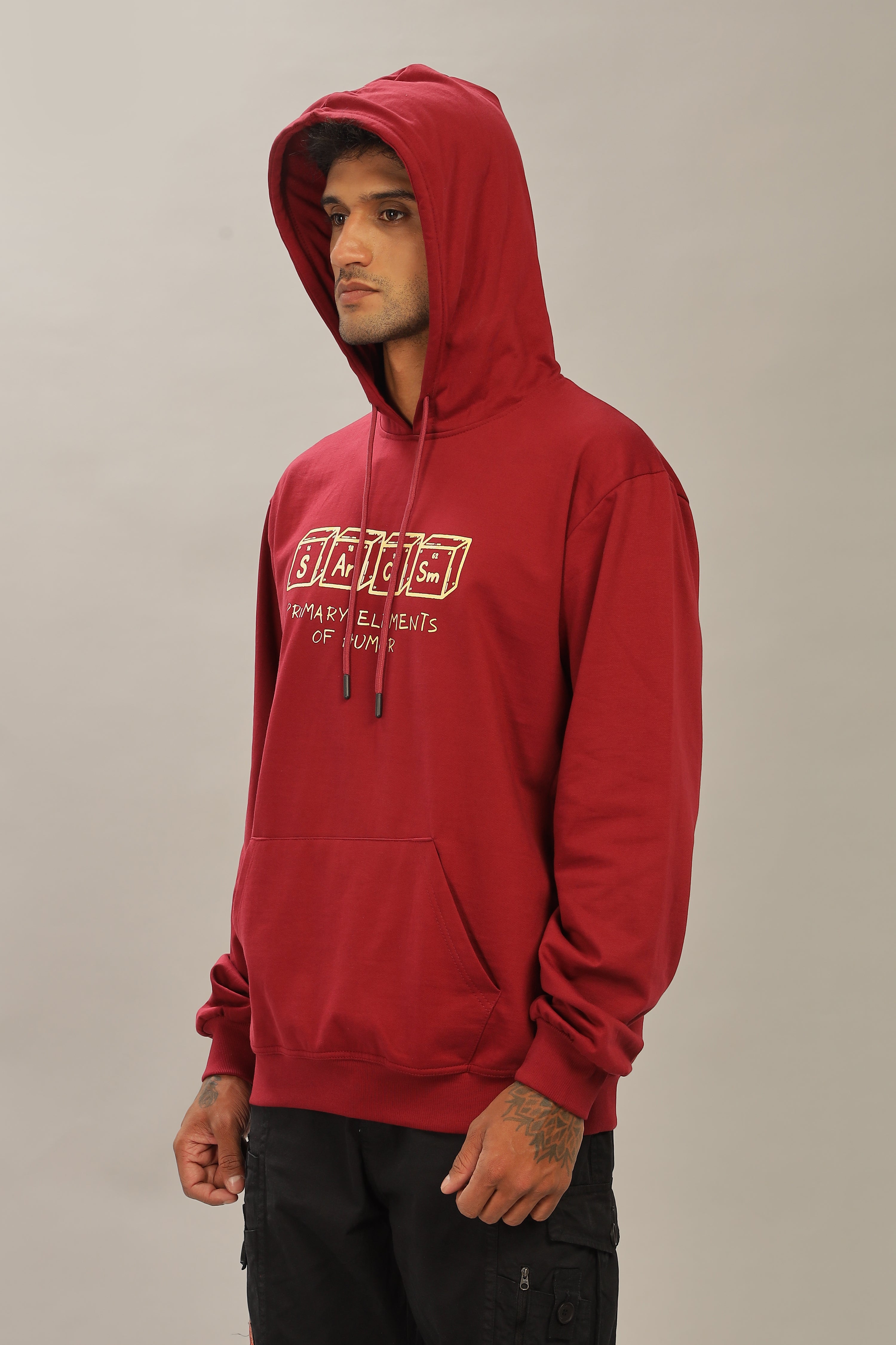 Spice Wardrobe Maroon Printed Hoodie for Men/Women || Casual Regular Wear Printed Solid Cotton Fleece Hoodie Sweatshirt