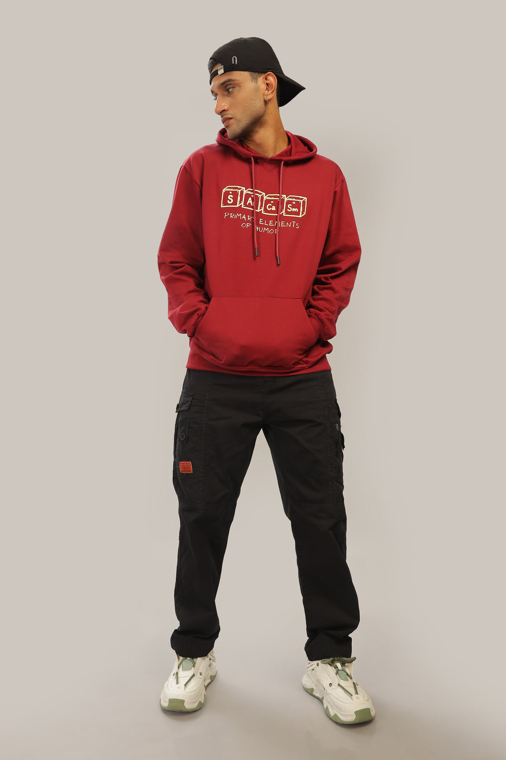 Spice Wardrobe Maroon Printed Hoodie for Men/Women || Casual Regular Wear Printed Solid Cotton Fleece Hoodie Sweatshirt