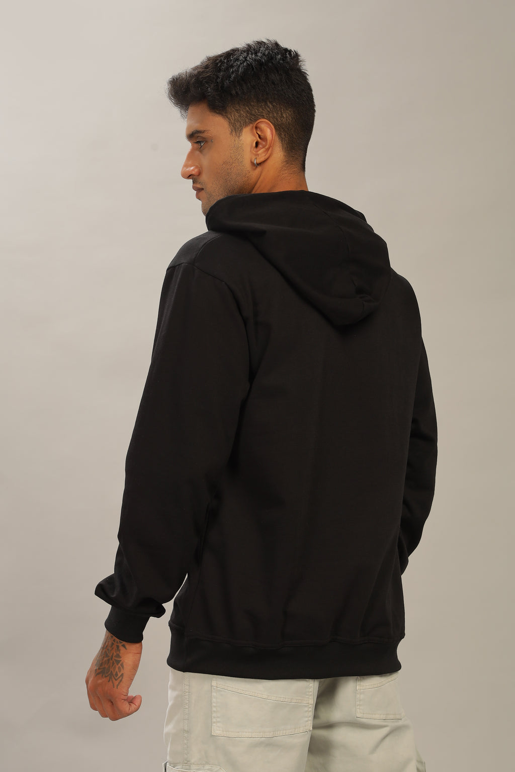 Spice Wardrobe Black Printed Hoodie for Men/Women || Casual Regular Wear Printed Solid Cotton Fleece Hoodie Sweatshirt