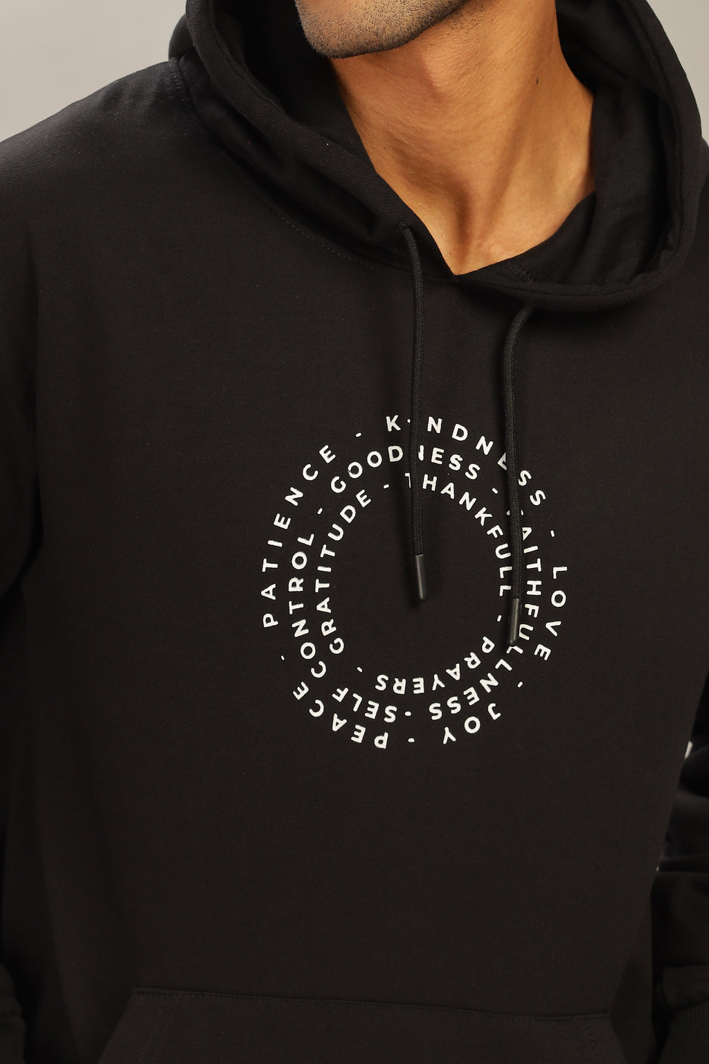 Spice Wardrobe Black Printed Hoodie for Men/Women || Casual Regular Wear Printed Solid Cotton Fleece Hoodie Sweatshirt