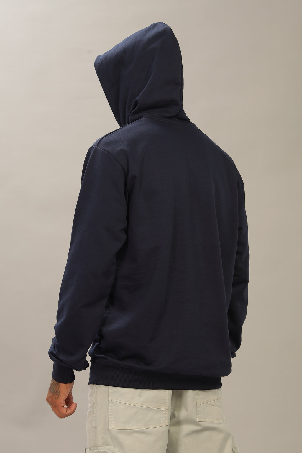 Spice Wardrobe Navy Blue Printed Hoodie for Men/Women || Casual Regular Wear Printed Solid Cotton Fleece Hoodie Sweatshirt