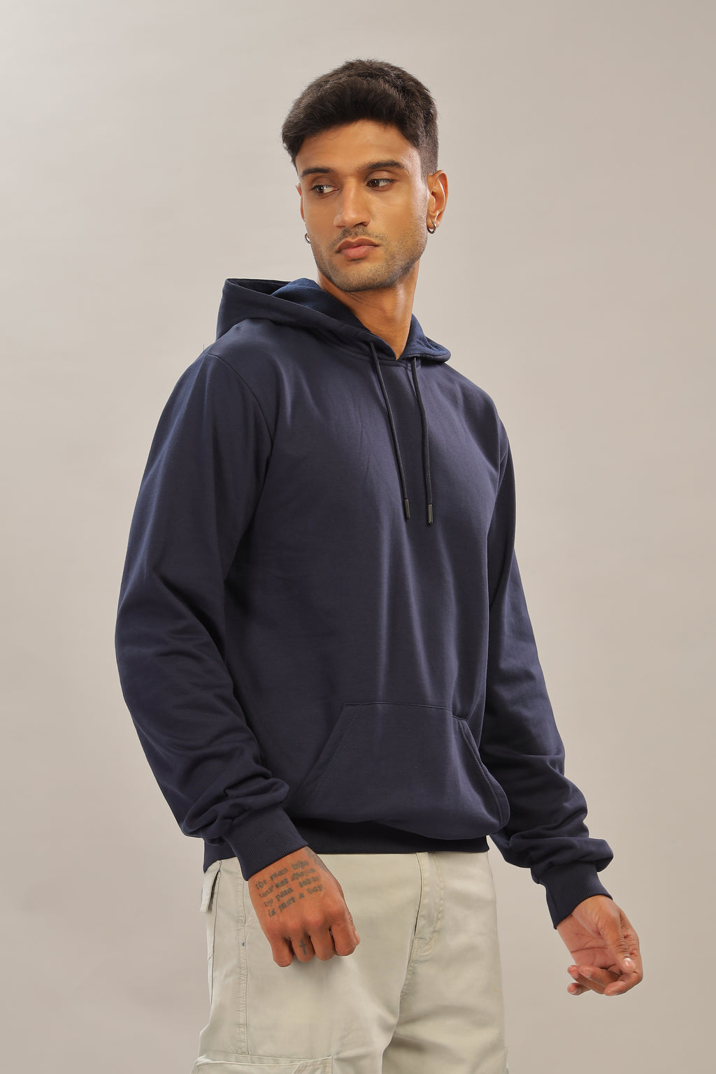 Spice Wardrobe Navy Blue Plain Hoodie for Men/Women || Casual Regular Wear Plain Solid Cotton Fleece Hoodie Sweatshirt