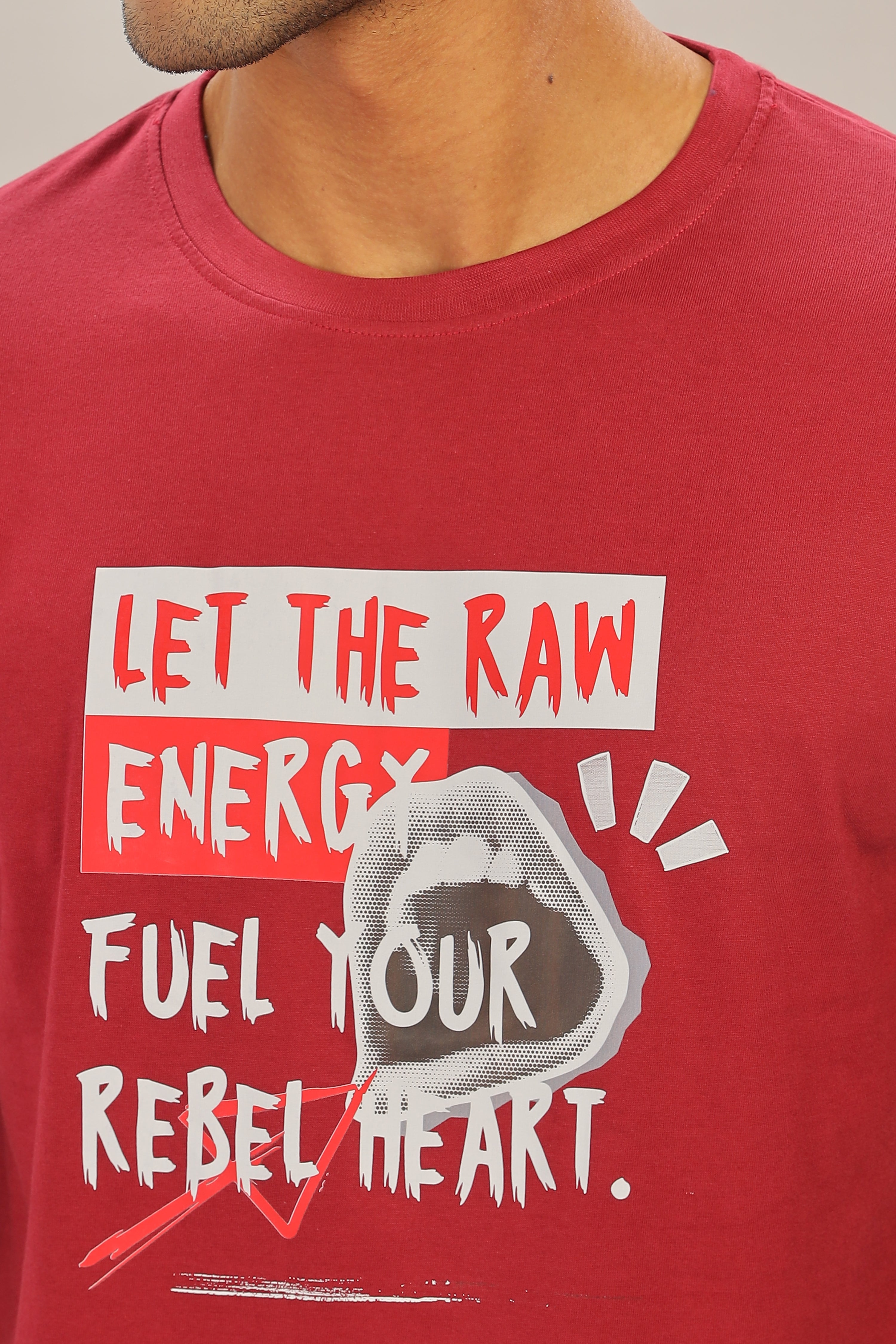 Spice Wardrobe Men’s Maroon Premium Cotton Printed T-Shirt 100% Pure Cotton | Comfortable Regular Fit for Casual & Active Wear