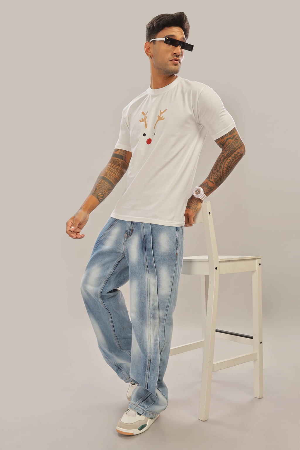 Spice Wardrobe Men’s White Premium Cotton Printed T-Shirt 100% Pure Cotton | Comfortable Regular Fit for Casual & Active Wear