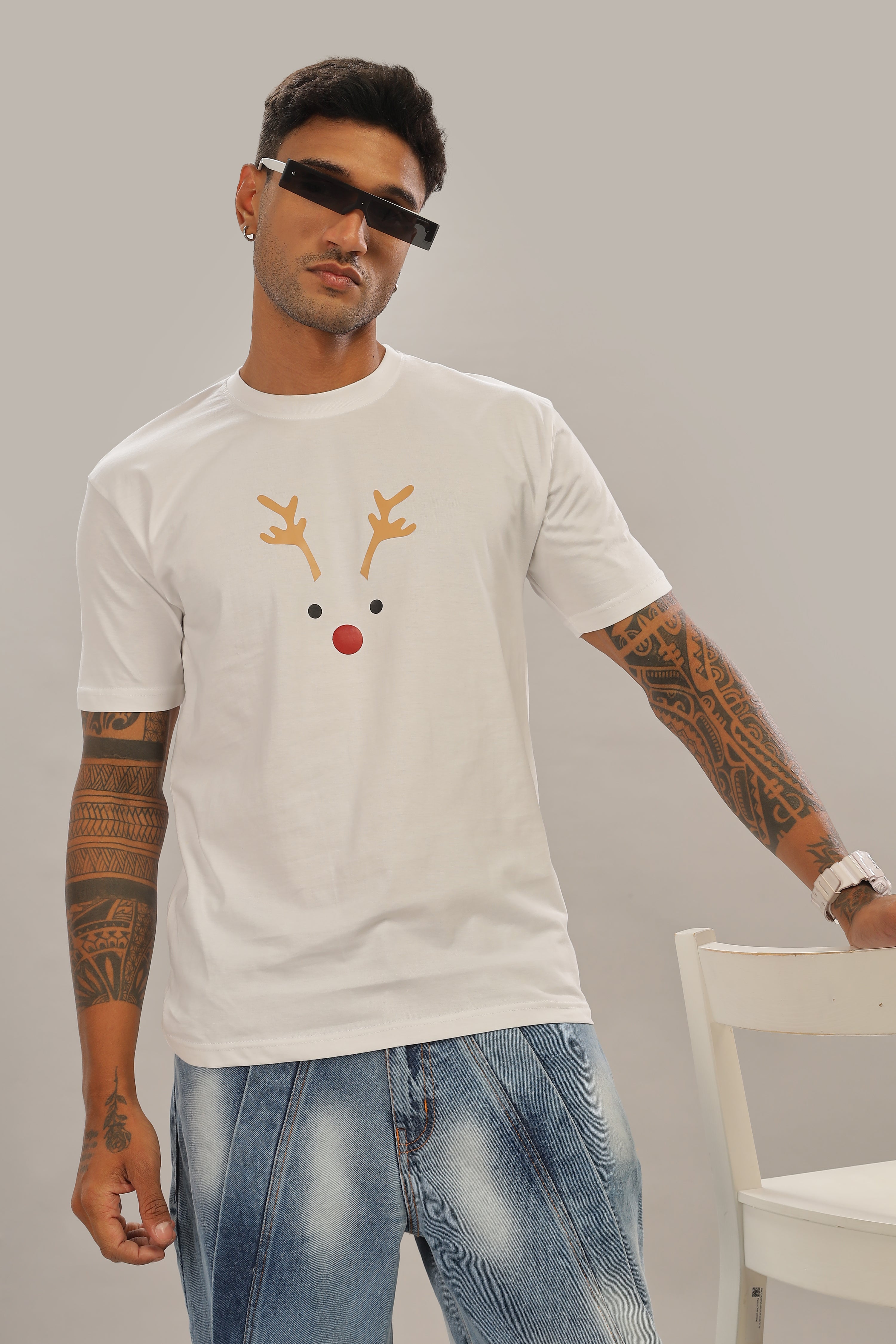 Spice Wardrobe Men’s White Premium Cotton Printed T-Shirt 100% Pure Cotton | Comfortable Regular Fit for Casual & Active Wear