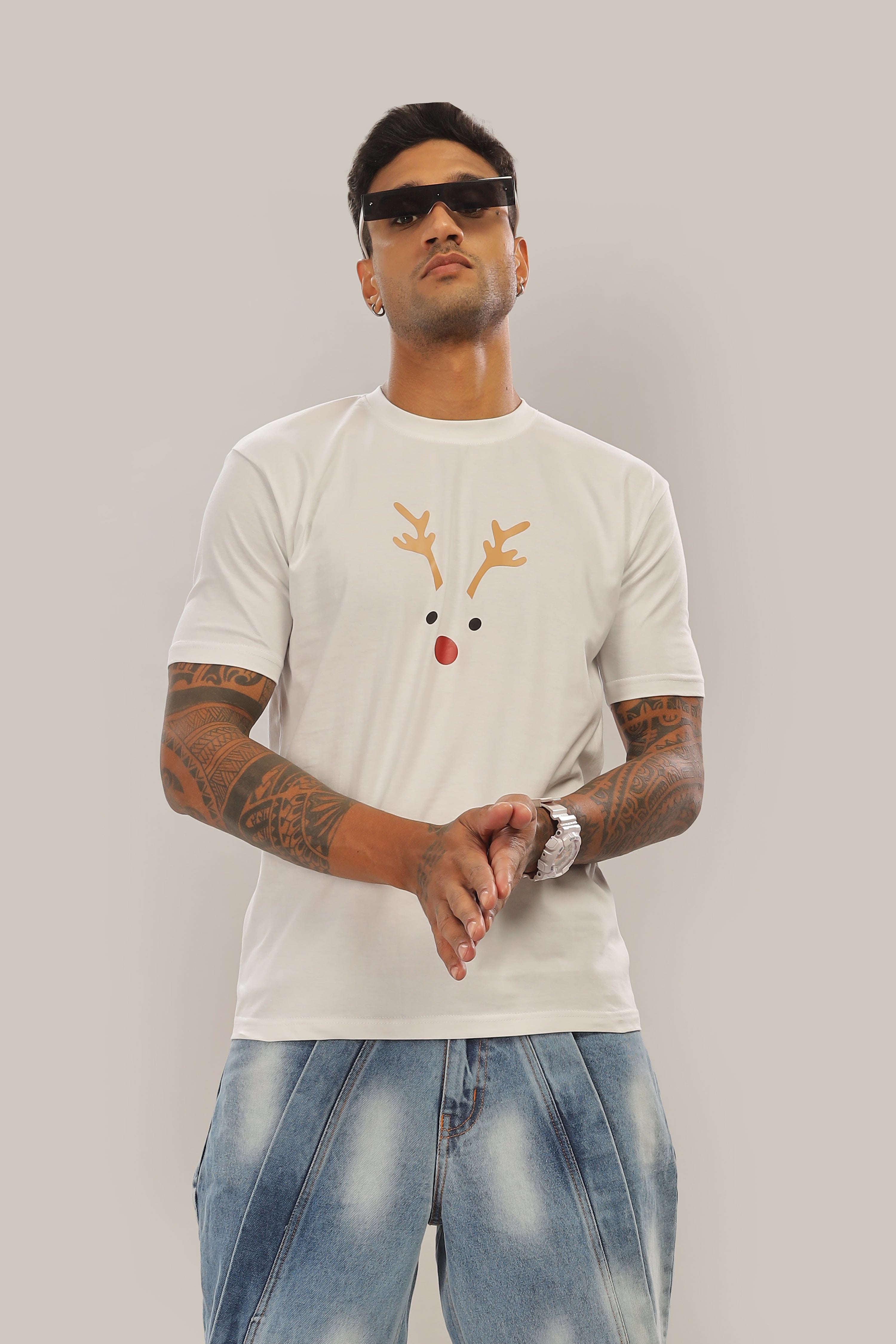 Spice Wardrobe Men’s White Premium Cotton Printed T-Shirt 100% Pure Cotton | Comfortable Regular Fit for Casual & Active Wear