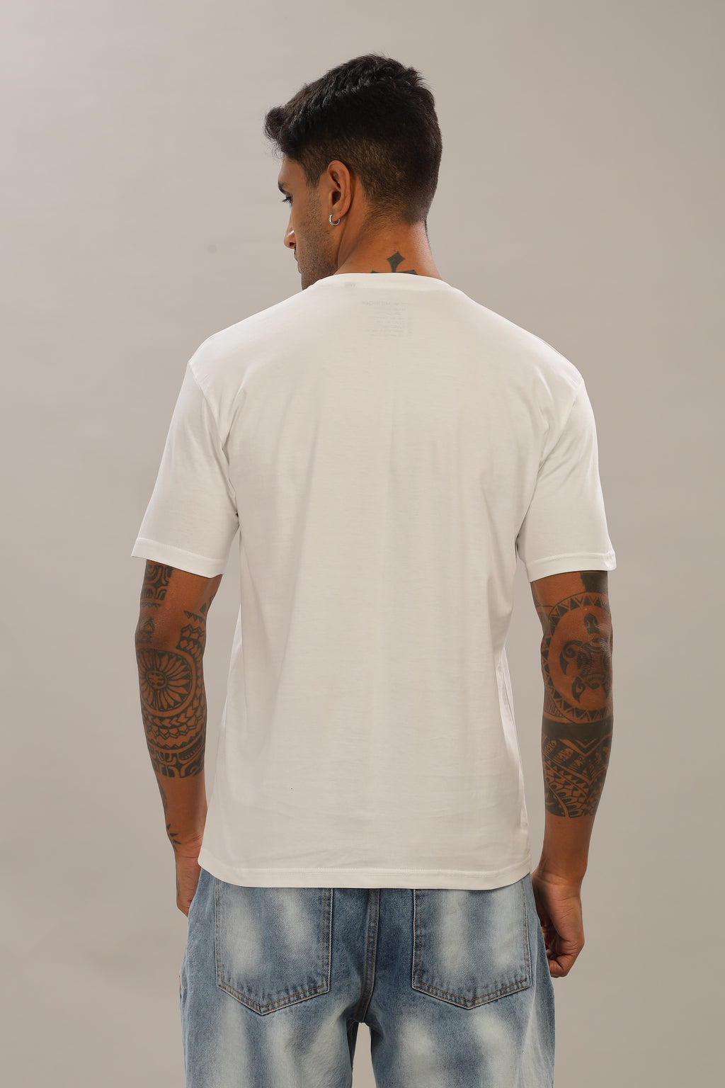 Spice Wardrobe Men’s White Premium Cotton Printed T-Shirt 100% Pure Cotton | Comfortable Regular Fit for Casual & Active Wear