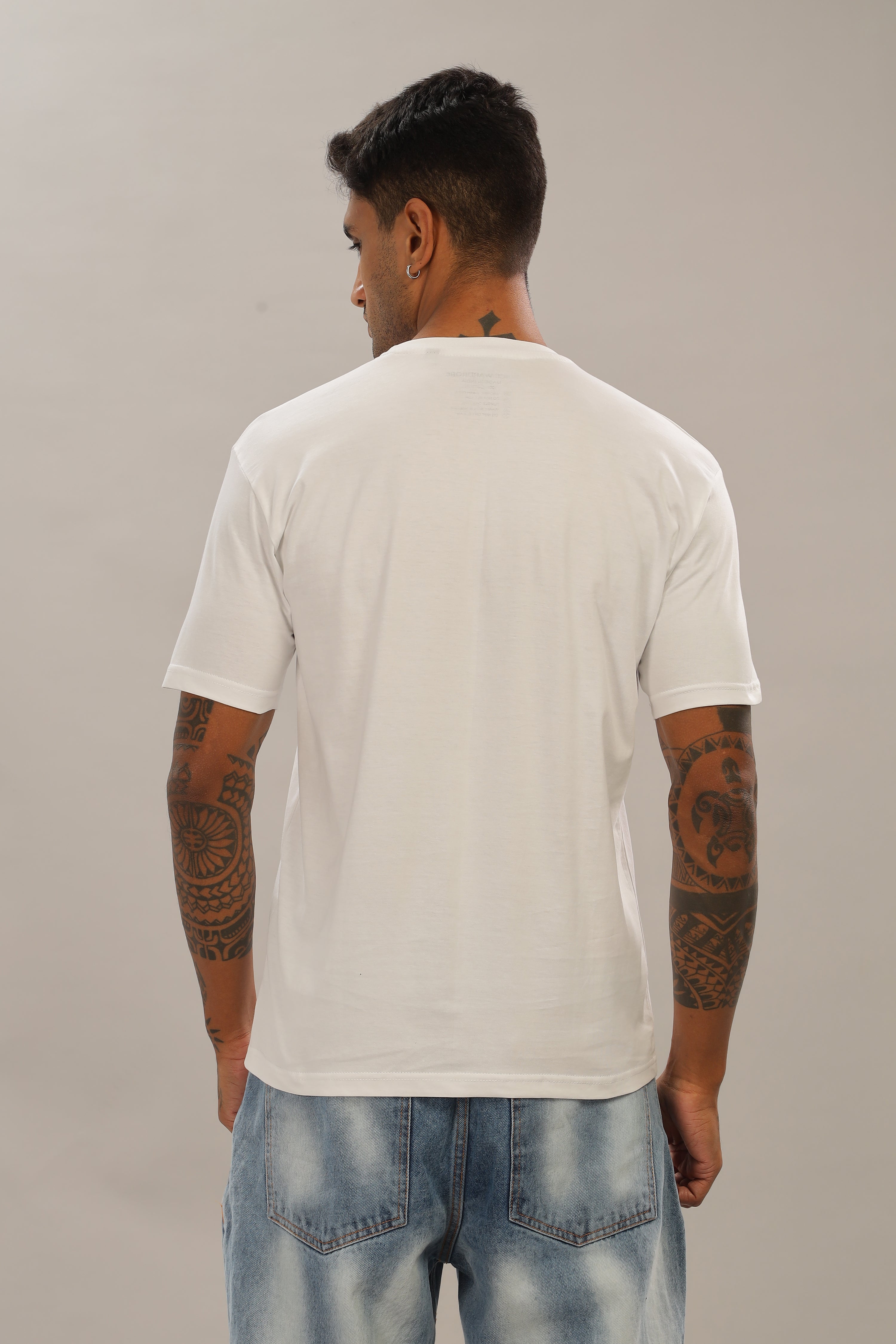 Spice Wardrobe Men’s White Premium Cotton Printed T-Shirt 100% Pure Cotton | Comfortable Regular Fit for Casual & Active Wear