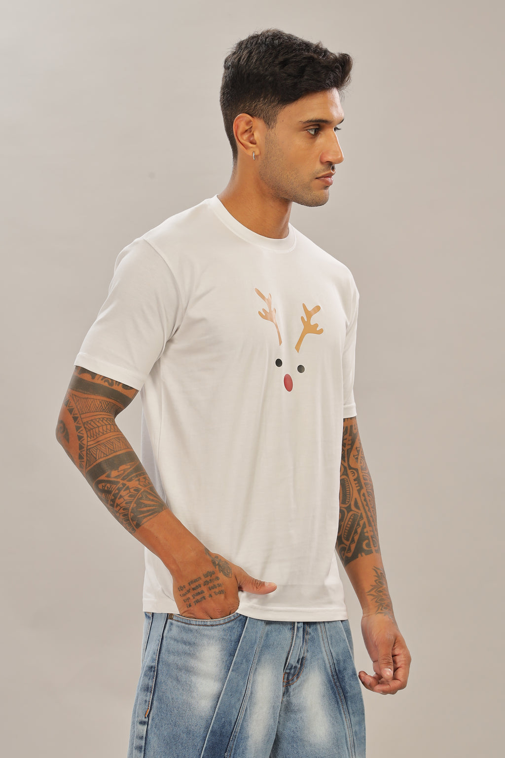 Spice Wardrobe Men’s White Premium Cotton Printed T-Shirt 100% Pure Cotton | Comfortable Regular Fit for Casual & Active Wear