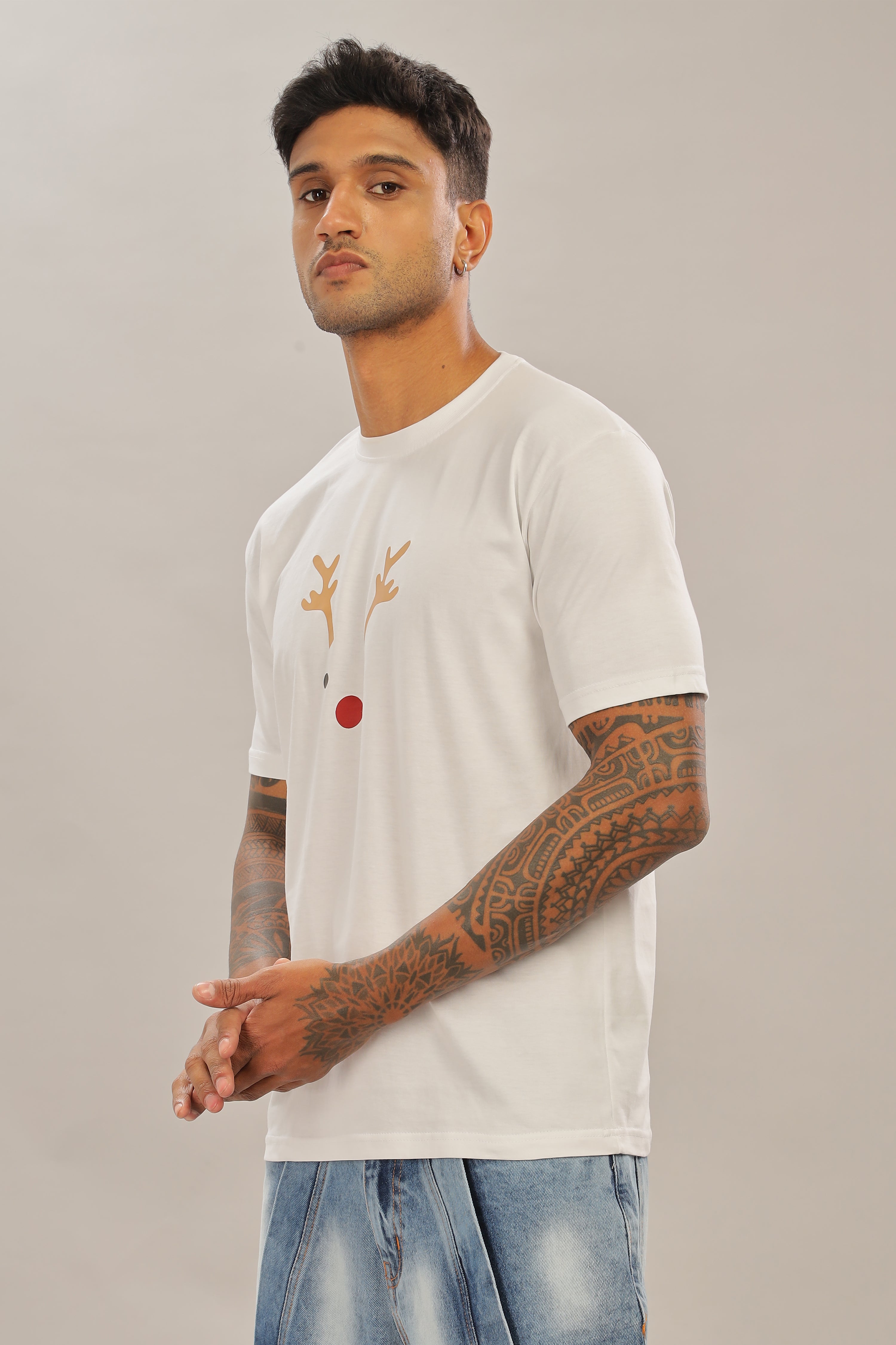 Spice Wardrobe Men’s White Premium Cotton Printed T-Shirt 100% Pure Cotton | Comfortable Regular Fit for Casual & Active Wear