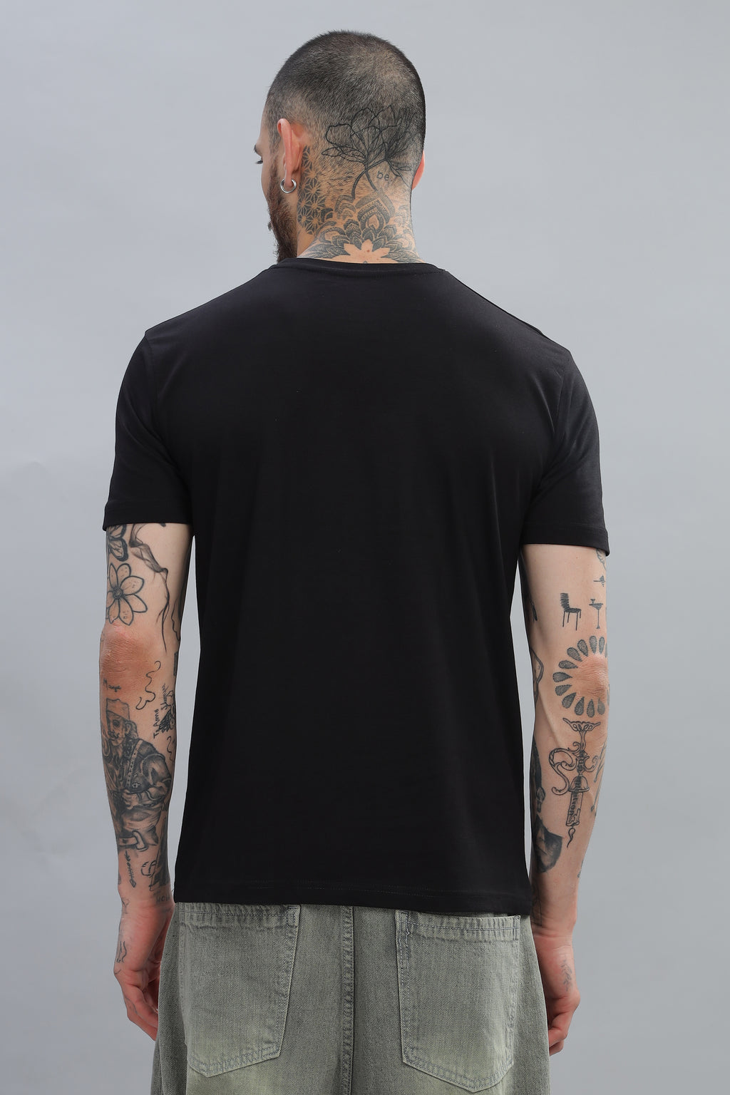 Spice Wardrobe Men’s Black Premium Cotton Printed T-Shirt 100% Pure Cotton | Comfortable Regular Fit for Casual & Active Wear