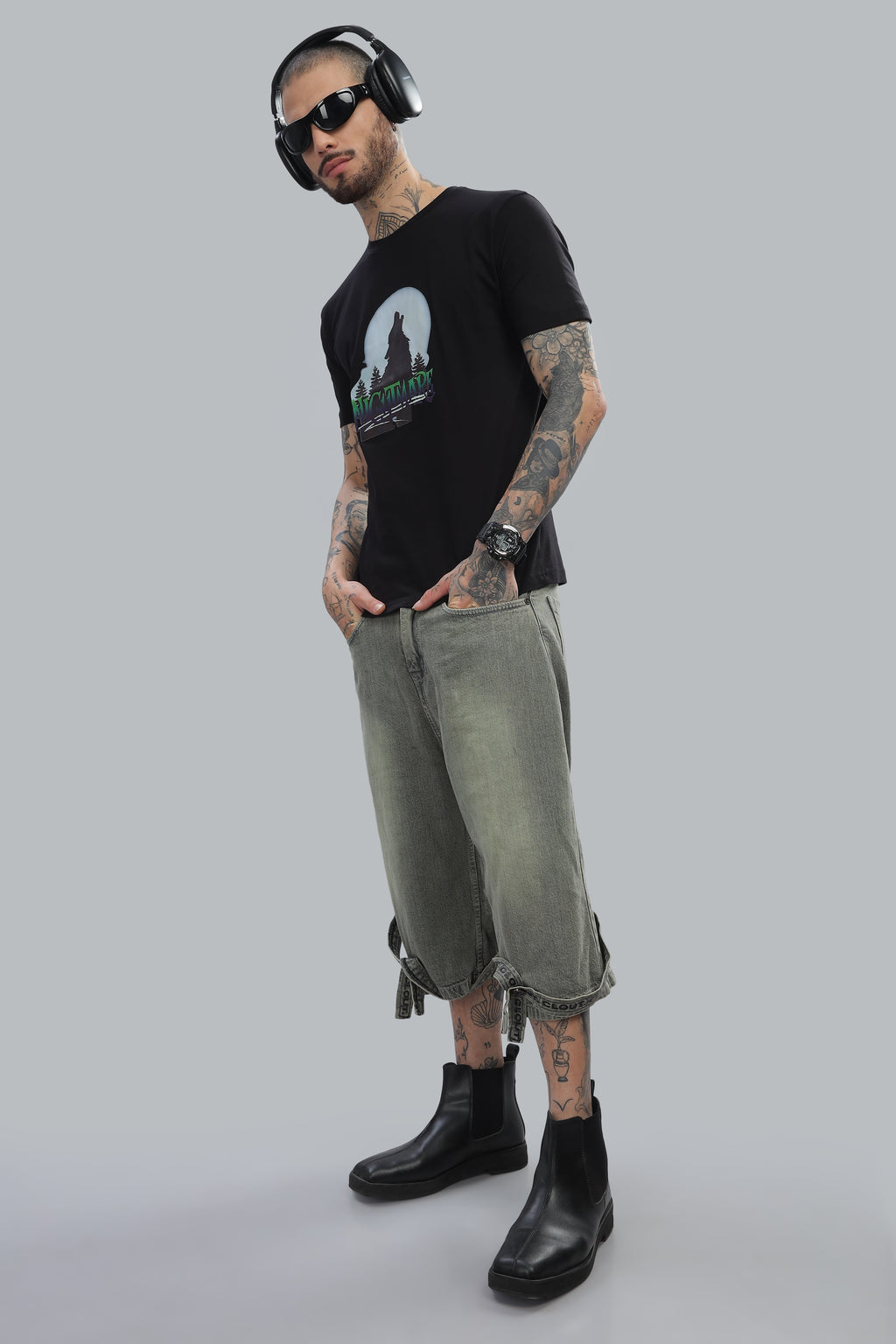 Spice Wardrobe Men’s Black Premium Cotton Printed T-Shirt 100% Pure Cotton | Comfortable Regular Fit for Casual & Active Wear