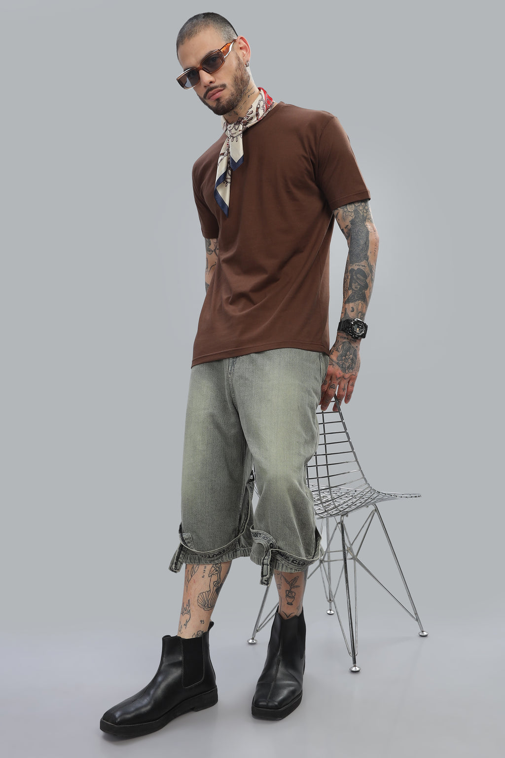 Spice Wardrobe Men’s Plain Brown Premium Cotton T-Shirt 100% Pure Cotton | Comfortable Regular Fit for Casual & Active Wear