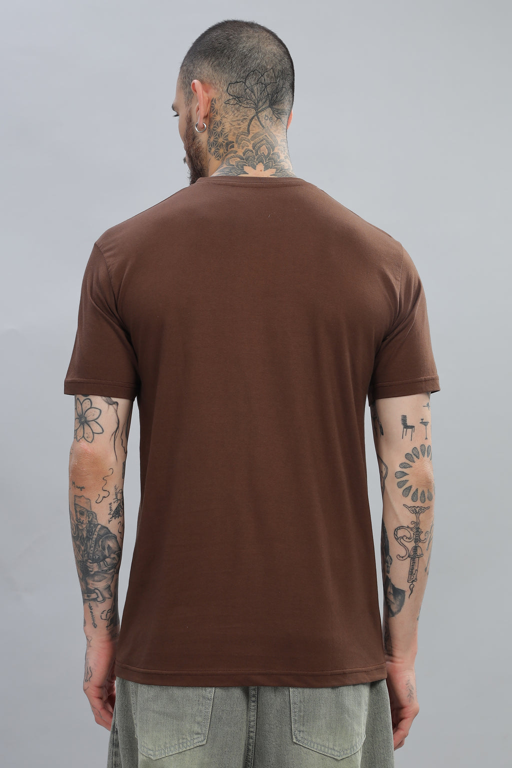 Spice Wardrobe Men’s Plain Brown Premium Cotton T-Shirt 100% Pure Cotton | Comfortable Regular Fit for Casual & Active Wear