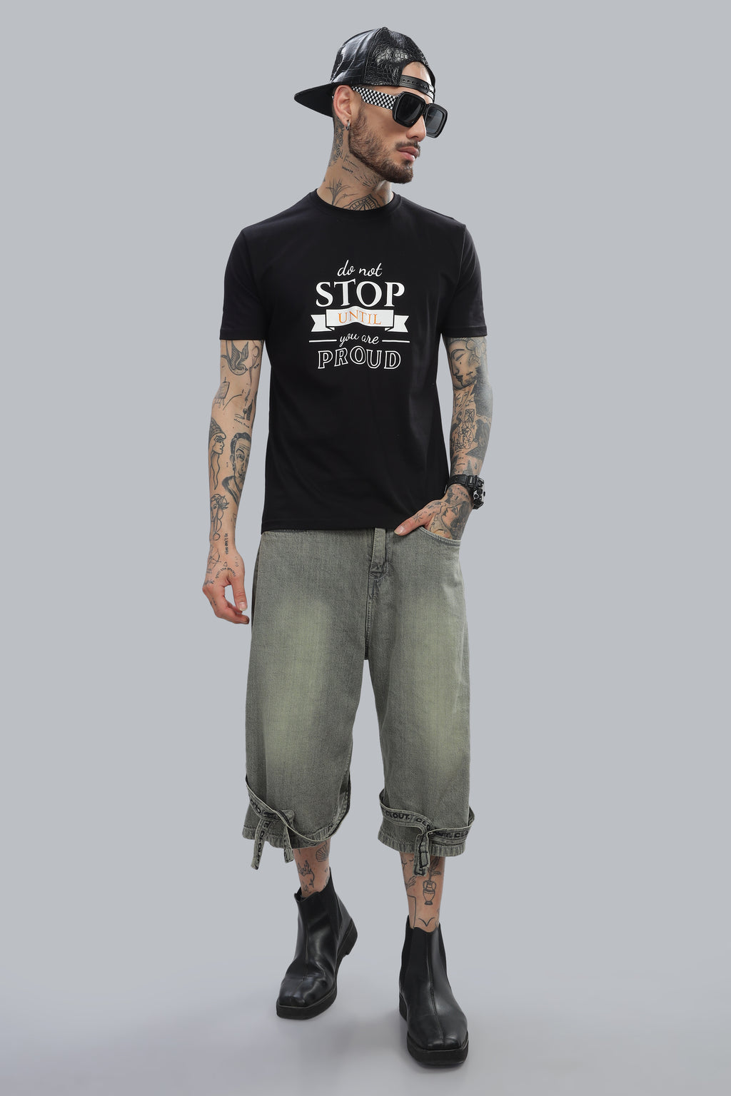 Spice Wardrobe Men’s Black Premium Cotton Printed T-Shirt 100% Pure Cotton | Comfortable Regular Fit for Casual & Active Wear