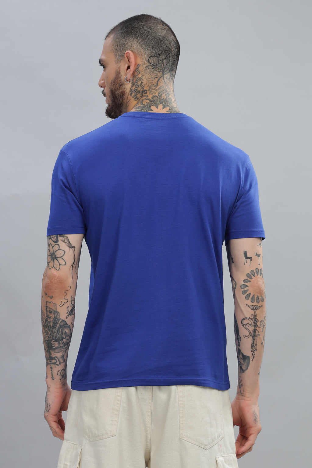 Spice Wardrobe Men’s Royal Blue Premium Cotton Printed T-Shirt 100% Pure Cotton | Comfortable Regular Fit for Casual & Active Wear