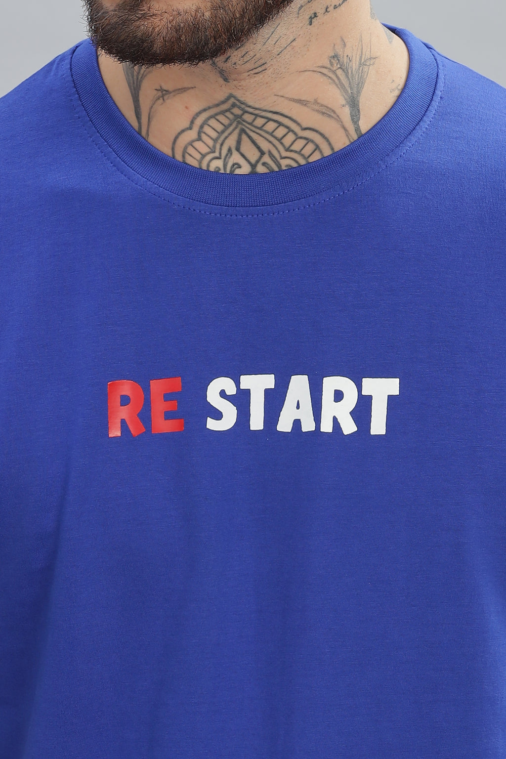 Spice Wardrobe Men’s Royal Blue Premium Cotton Printed T-Shirt 100% Pure Cotton | Comfortable Regular Fit for Casual & Active Wear