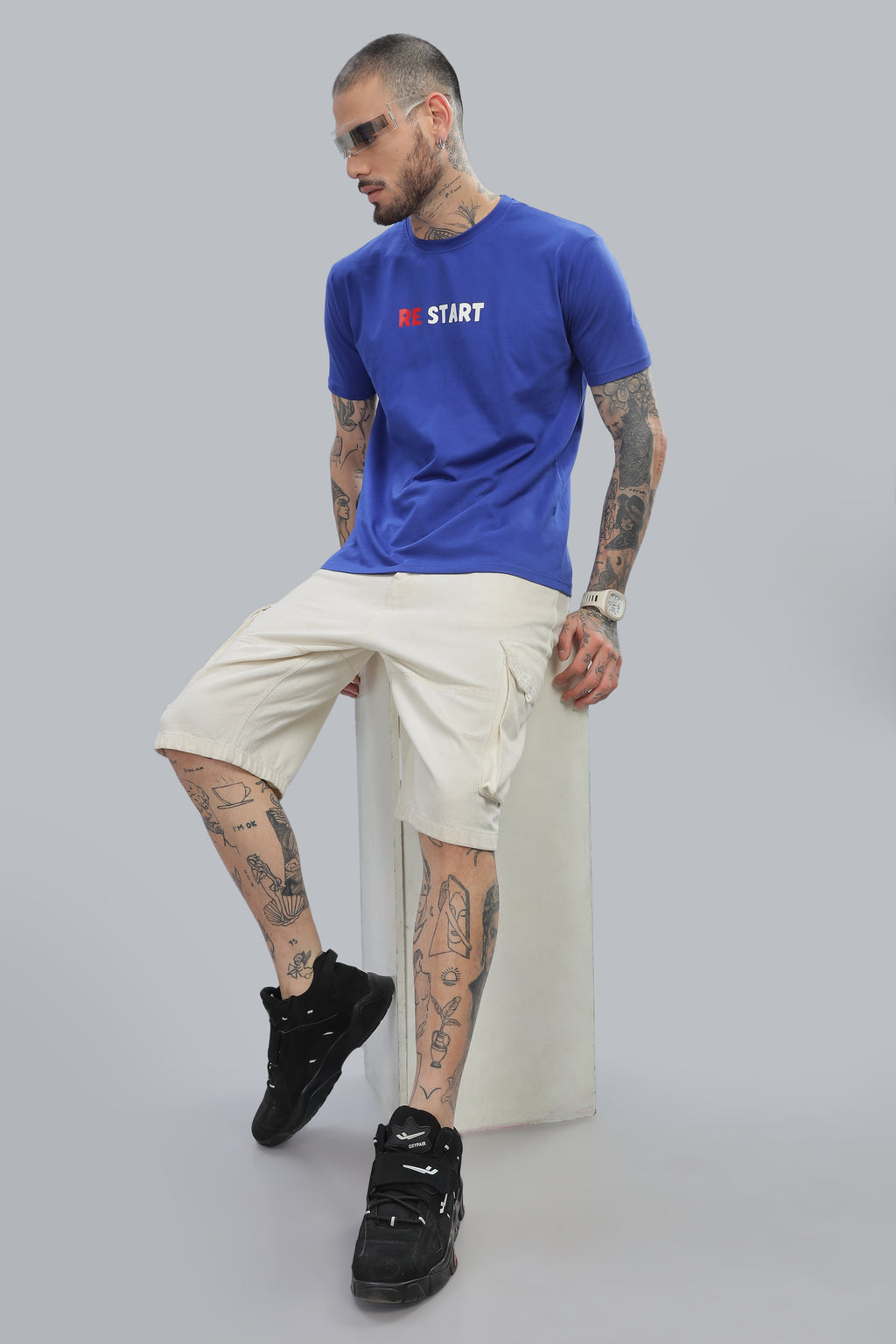 Spice Wardrobe Men’s Royal Blue Premium Cotton Printed T-Shirt 100% Pure Cotton | Comfortable Regular Fit for Casual & Active Wear