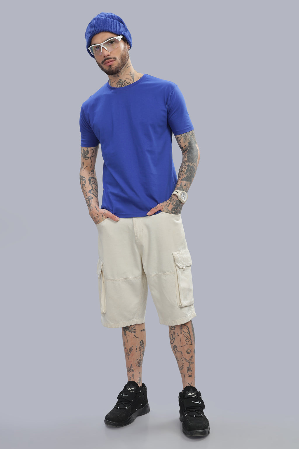 Spice Wardrobe Men’s Royal Blue Red Premium Cotton T-Shirt 100% Pure Cotton | Comfortable Regular Fit for Casual & Active Wear