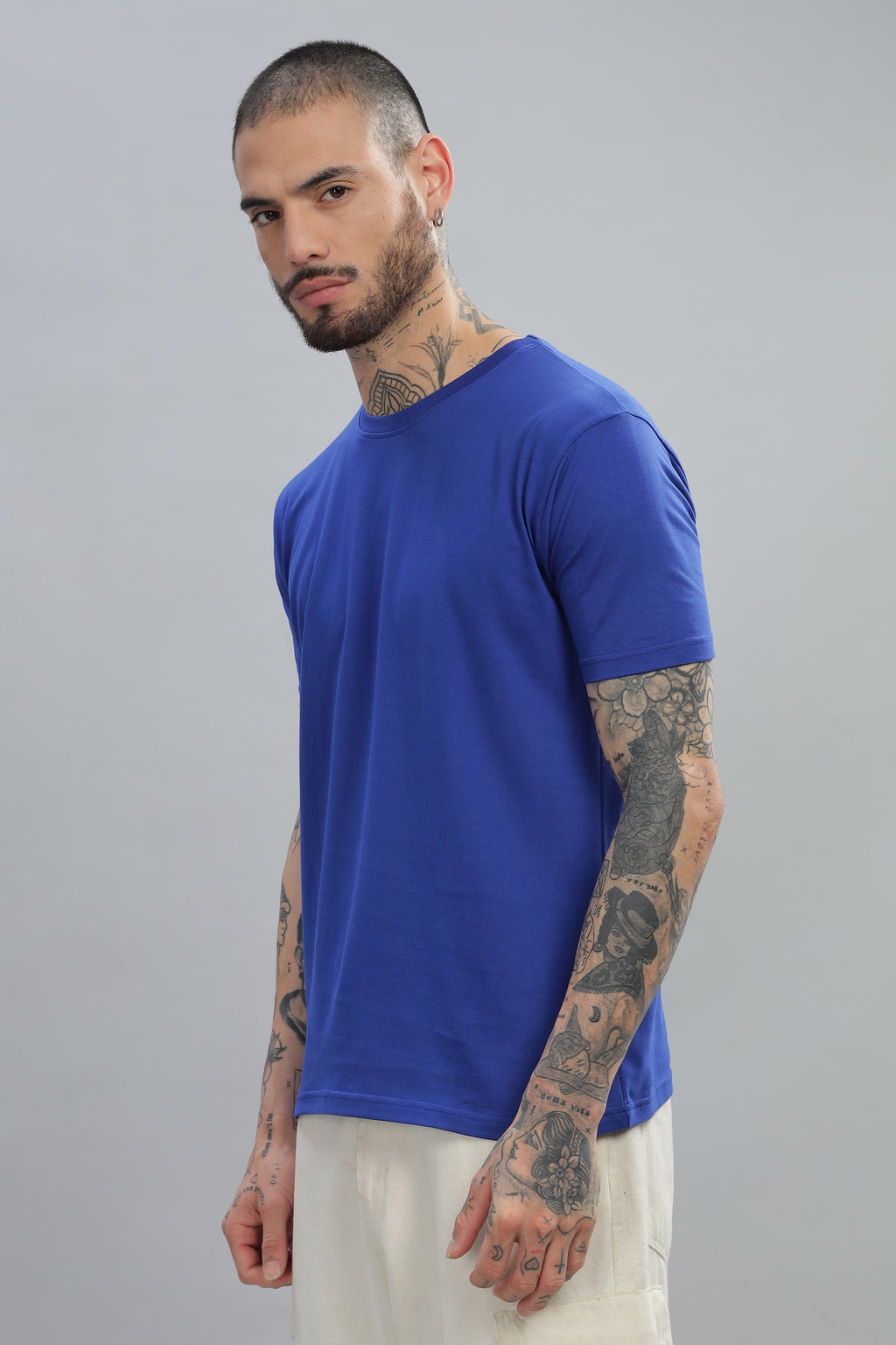 Spice Wardrobe Men’s Royal Blue Red Premium Cotton T-Shirt 100% Pure Cotton | Comfortable Regular Fit for Casual & Active Wear