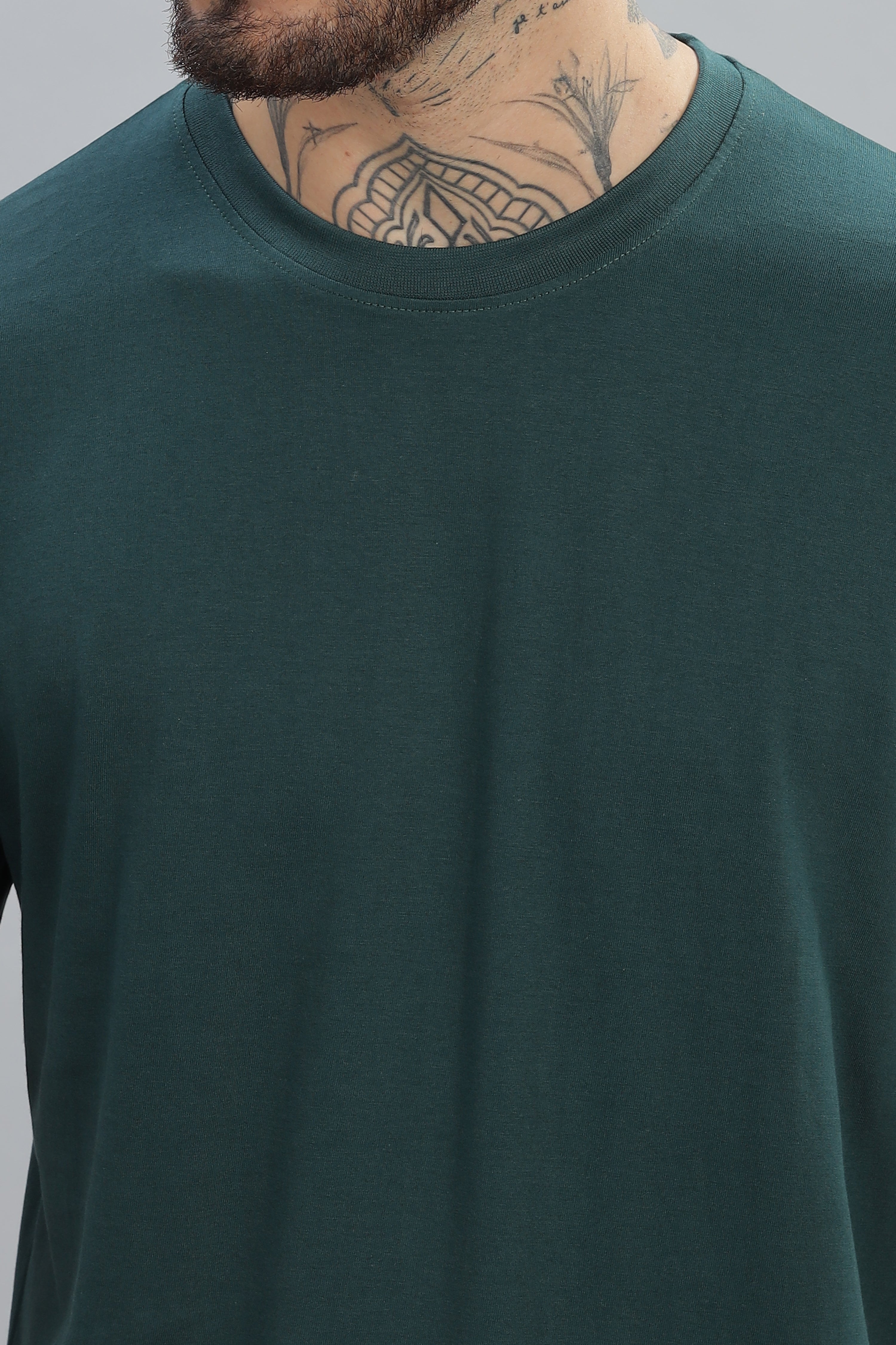 Spice Wardrobe Men’s Bottle Green Cotton T-Shirt 100% Pure Cotton | Comfortable Regular Fit for Casual & Active Wear