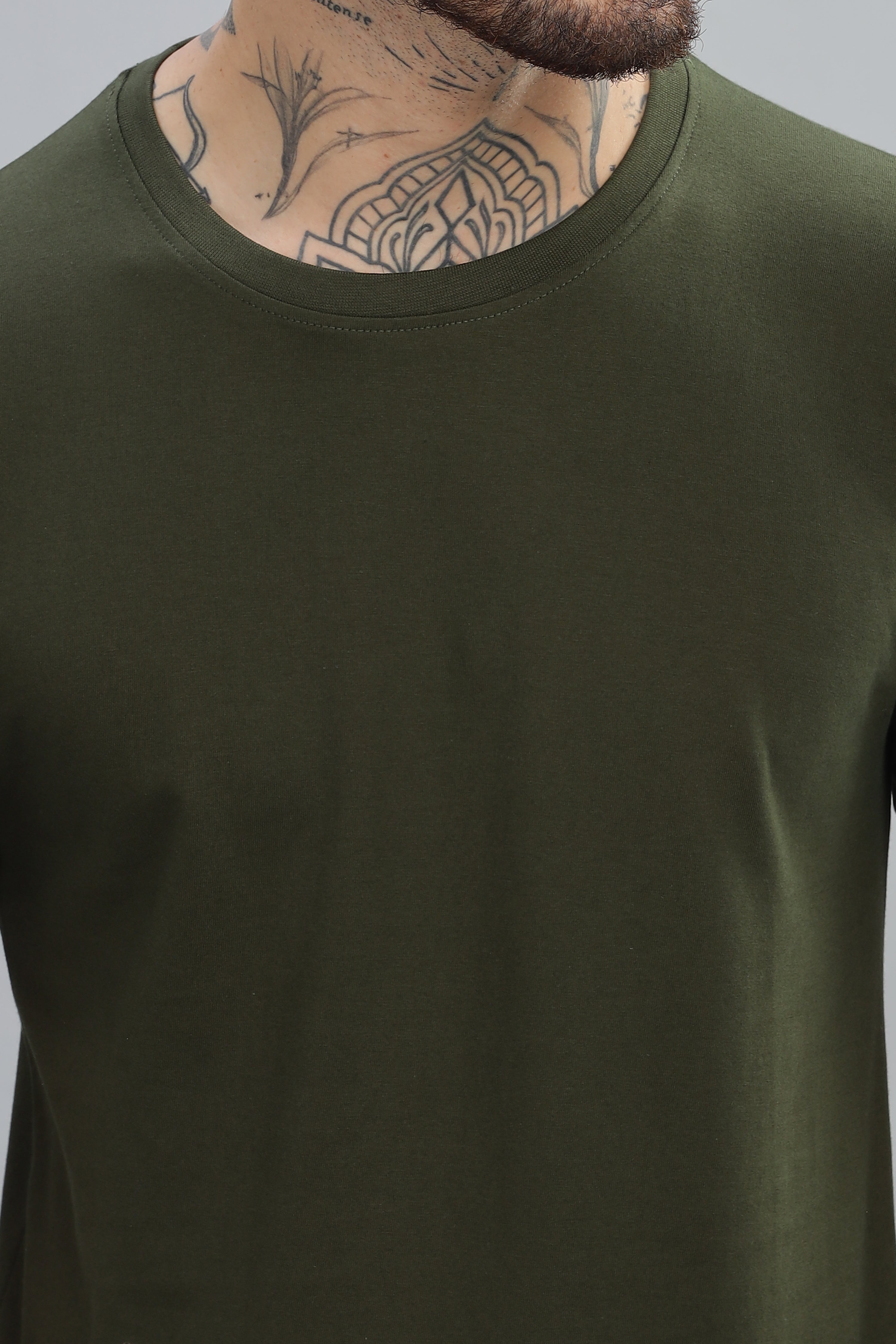 Spice Wardrobe Men’s Olive Cotton T-Shirt 100% Pure Cotton | Comfortable Regular Fit for Casual & Active Wear