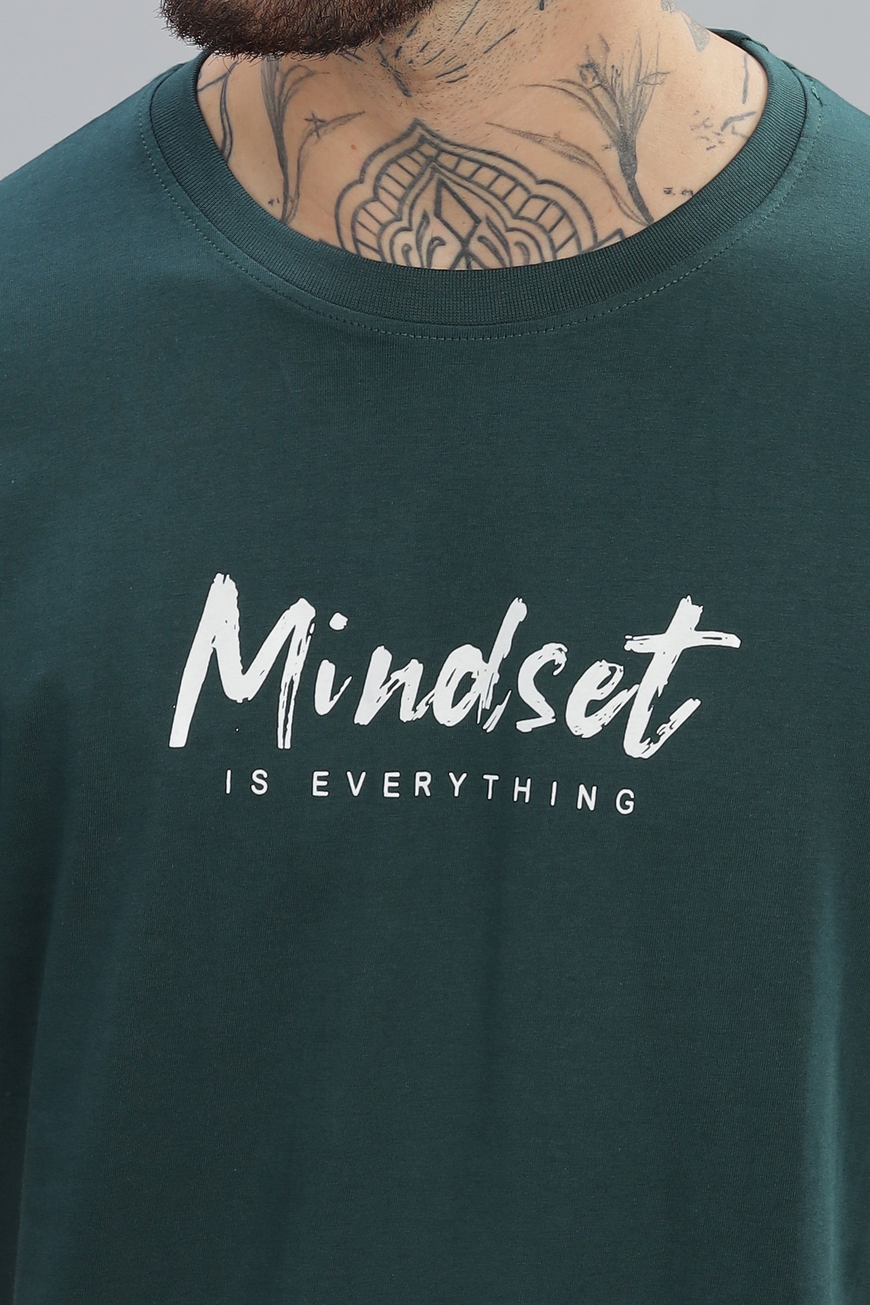 Spice Wardrobe Men’s Bottle Green Premium Cotton Printed T-Shirt 100% Pure Cotton | Comfortable Regular Fit for Casual & Active Wear