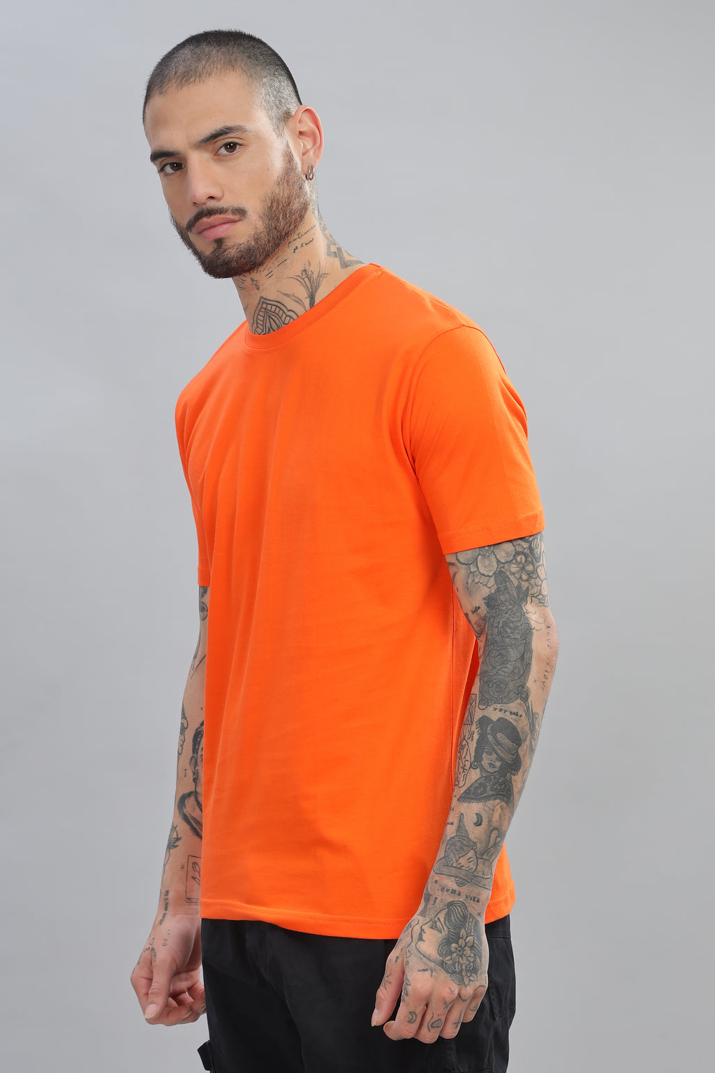 Spice Wardrobe Men’s Orange Cotton T-Shirt 100% Pure Cotton | Comfortable Regular Fit for Casual & Active Wear