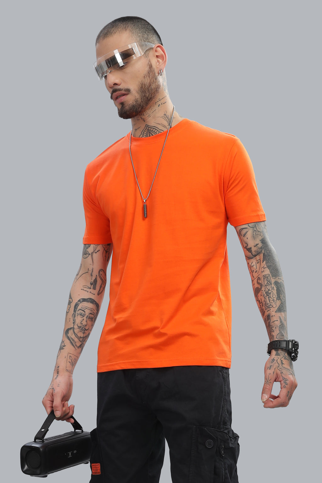 Spice Wardrobe Men’s Orange Cotton T-Shirt 100% Pure Cotton | Comfortable Regular Fit for Casual & Active Wear