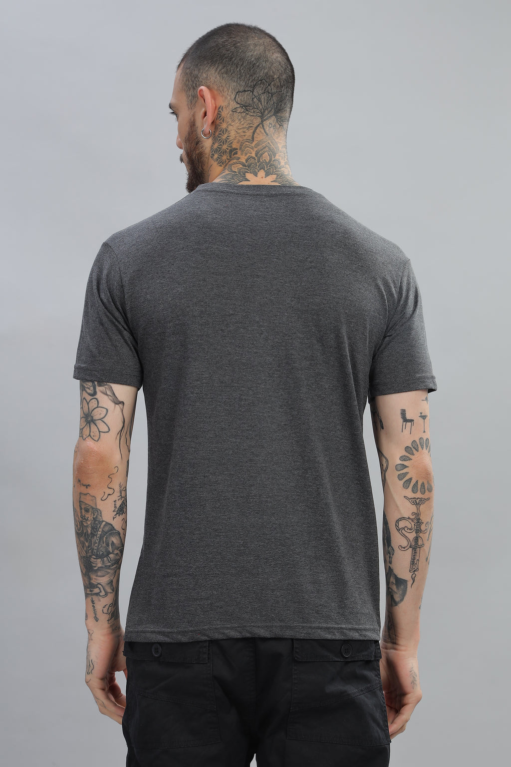 Spice Wardrobe Men’s Gray Premium Cotton Printed T-Shirt 100% Pure Cotton | Comfortable Regular Fit for Casual & Active Wear