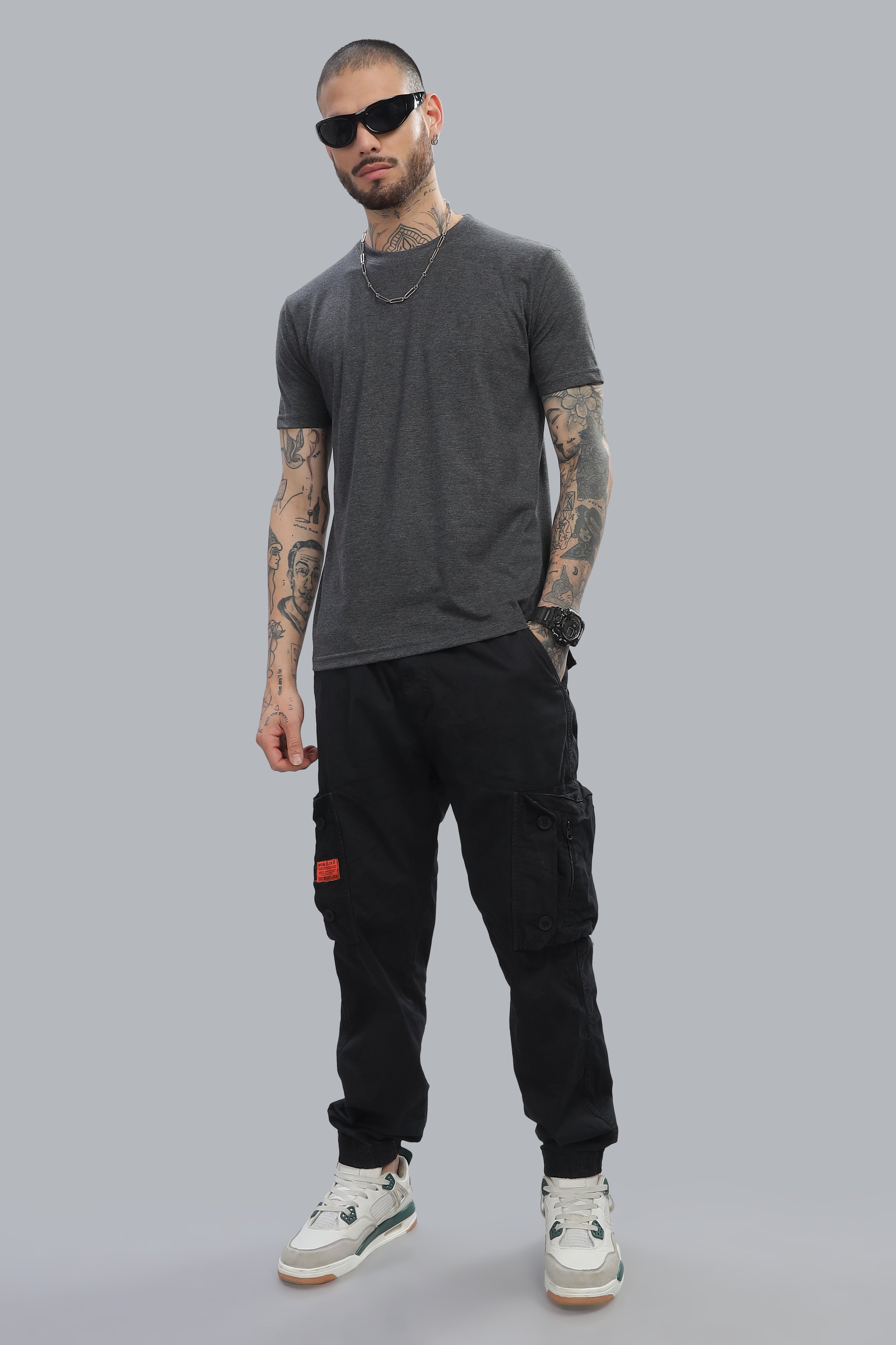 Spice Wardrobe Men’s Gray Cotton T-Shirt 100% Pure Cotton | Comfortable Regular Fit for Casual & Active Wear