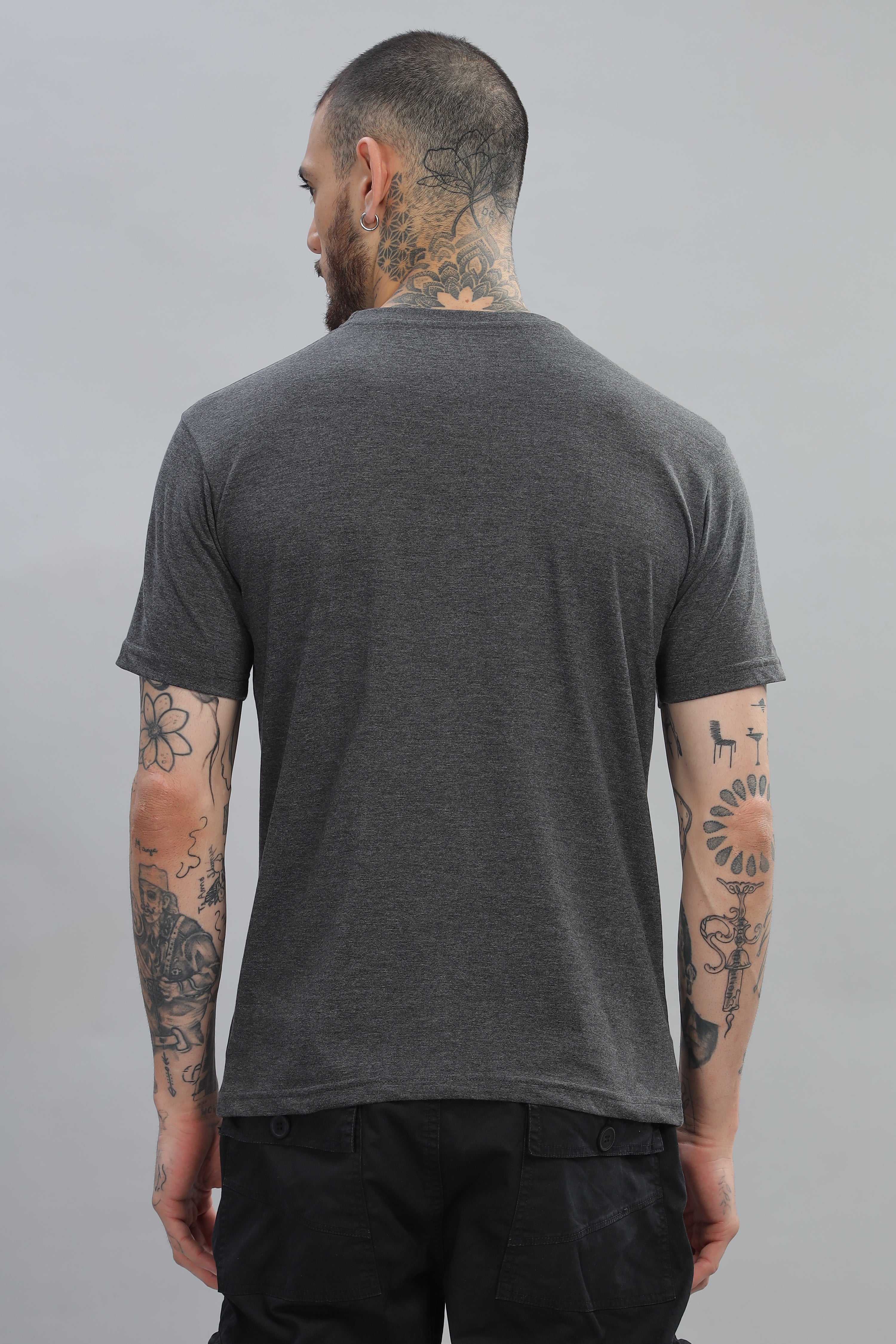 Spice Wardrobe Men’s Gray Cotton T-Shirt 100% Pure Cotton | Comfortable Regular Fit for Casual & Active Wear