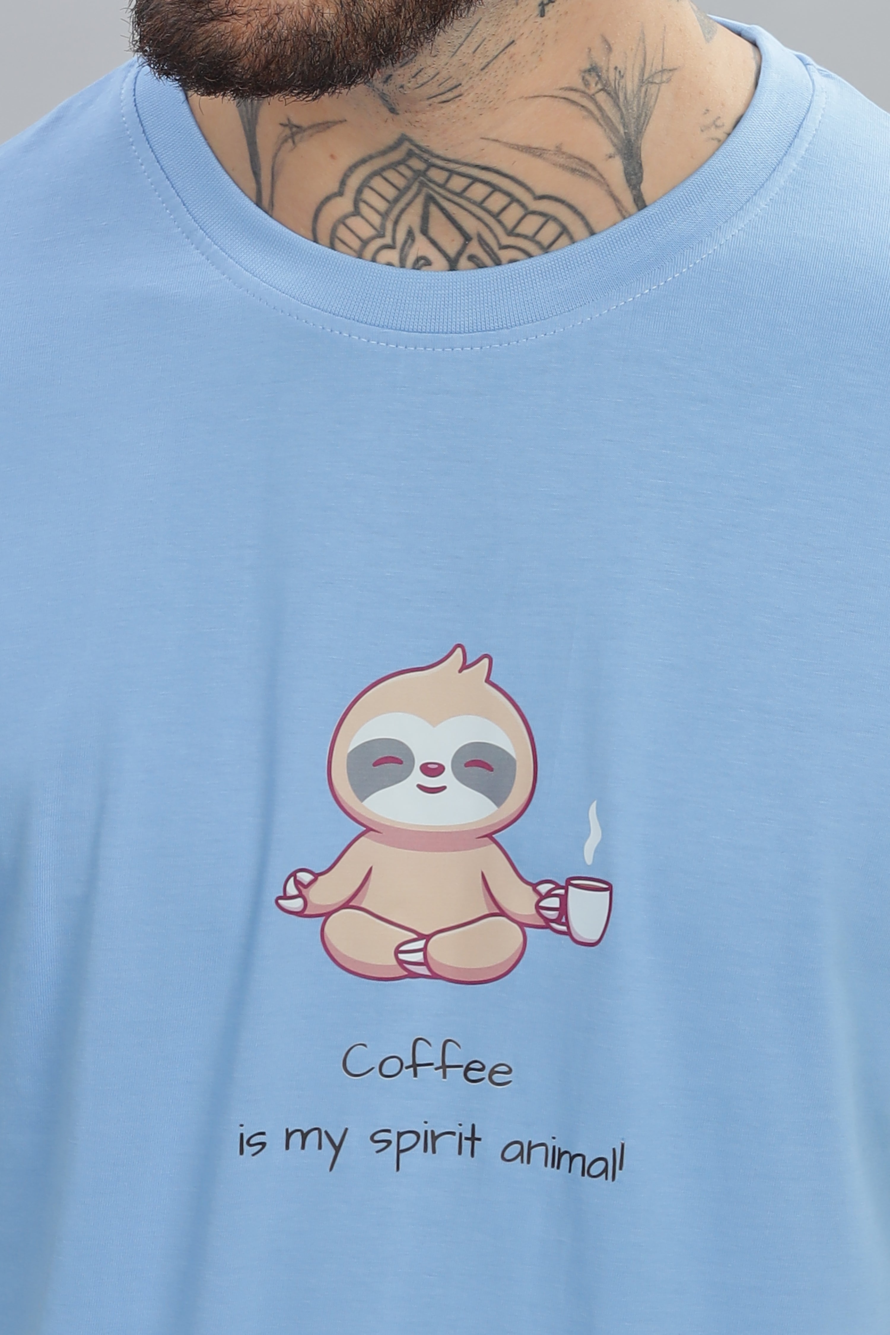 Spice Wardrobe Men’s Electric Blue Premium Cotton Printed T-Shirt 100% Pure Cotton | Comfortable Regular Fit for Casual & Active Wear