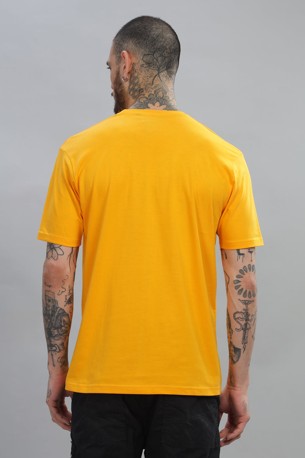 Spice Wardrobe Men’s Yellow Premium Cotton Printed T-Shirt 100% Pure Cotton | Comfortable Regular Fit for Casual & Active Wear