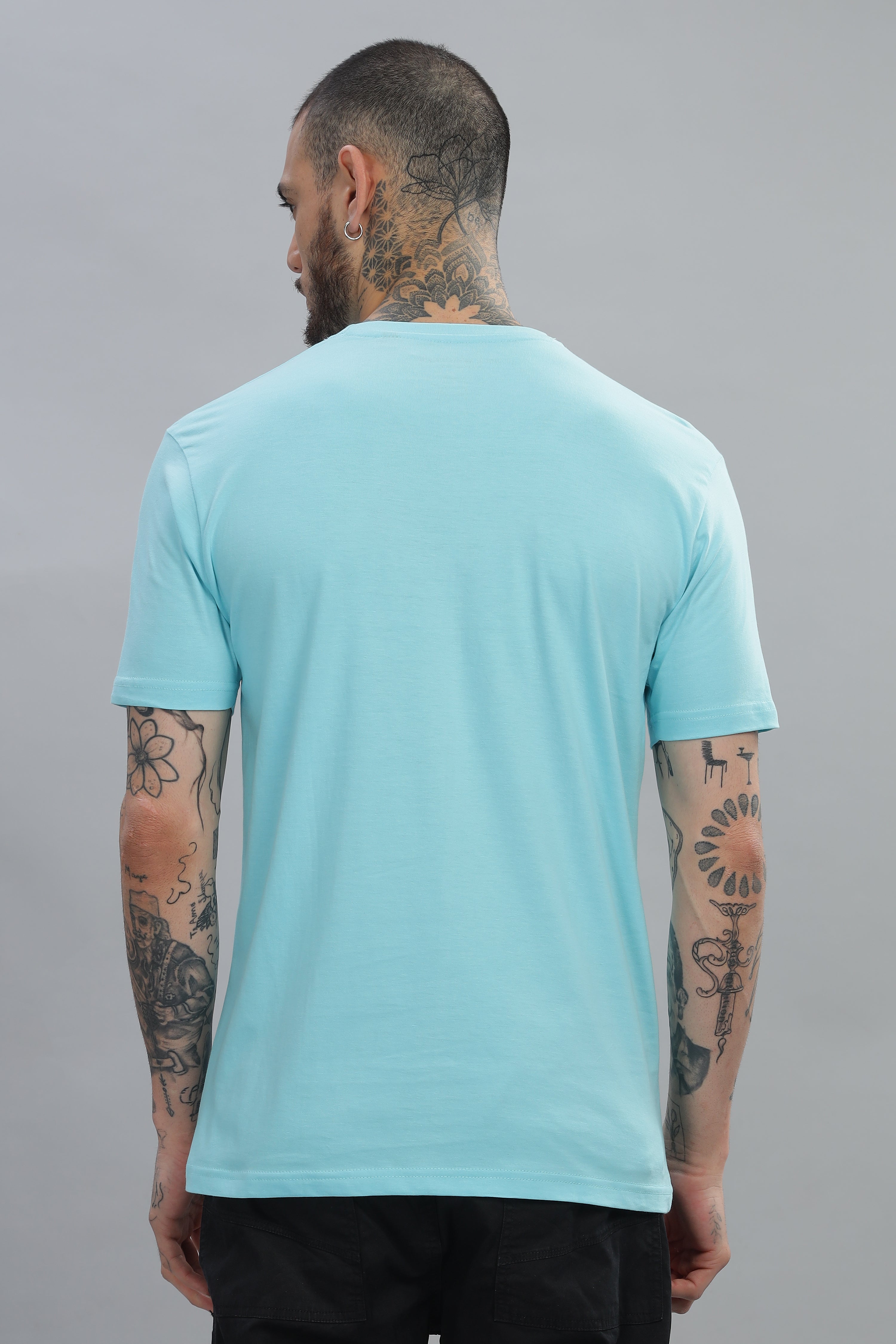 Spice Wardrobe Men’s Sky Blue Cotton T-Shirt 100% Pure Cotton | Comfortable Regular Fit for Casual & Active Wear