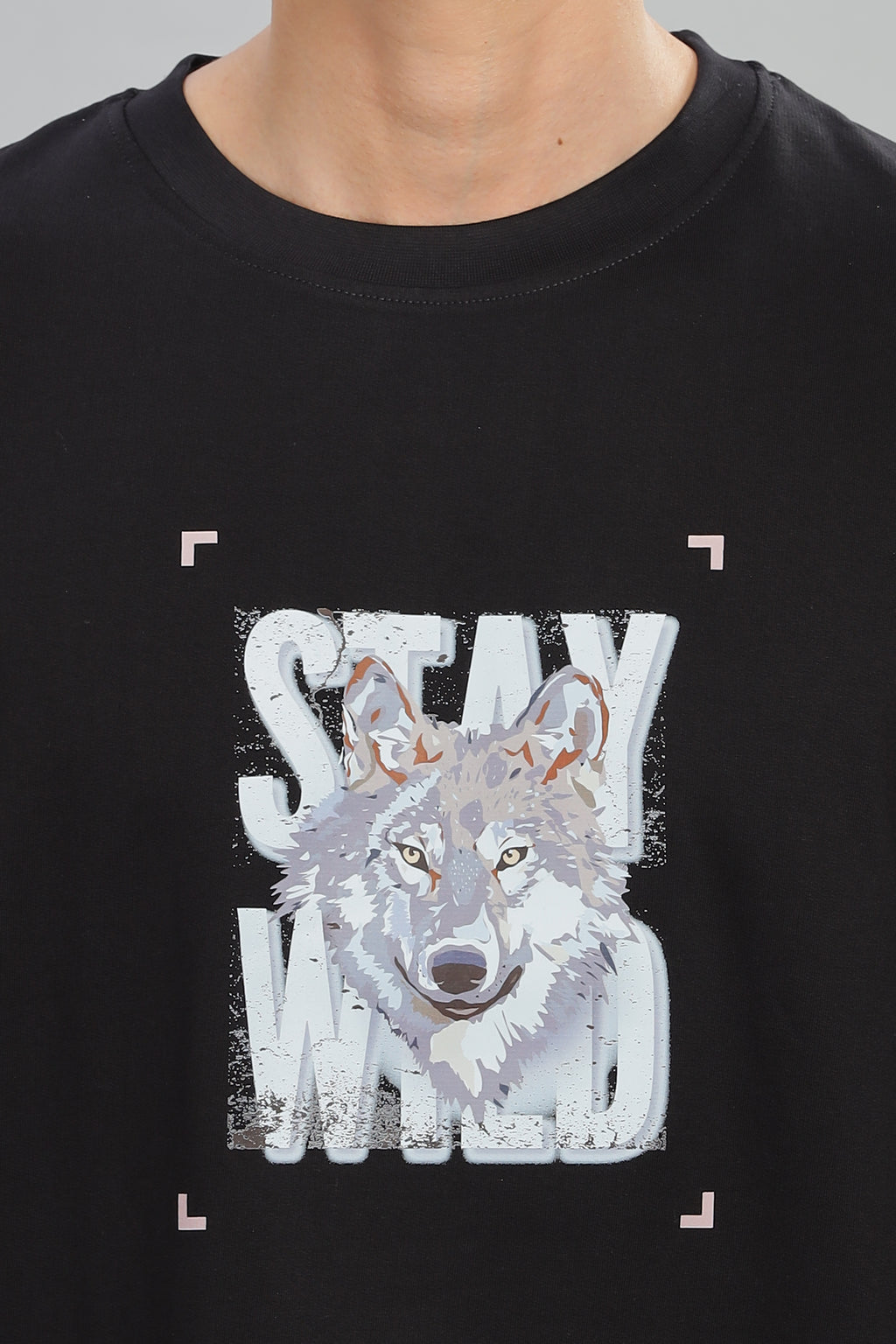 Spice Wardrobe Men Half Sleeve Oversized T-shirt, Round Neck Longline Drop Shoulder |Black Printed Relaxed Fit T-Shirt 100% Cotton 220 GSM Fabric