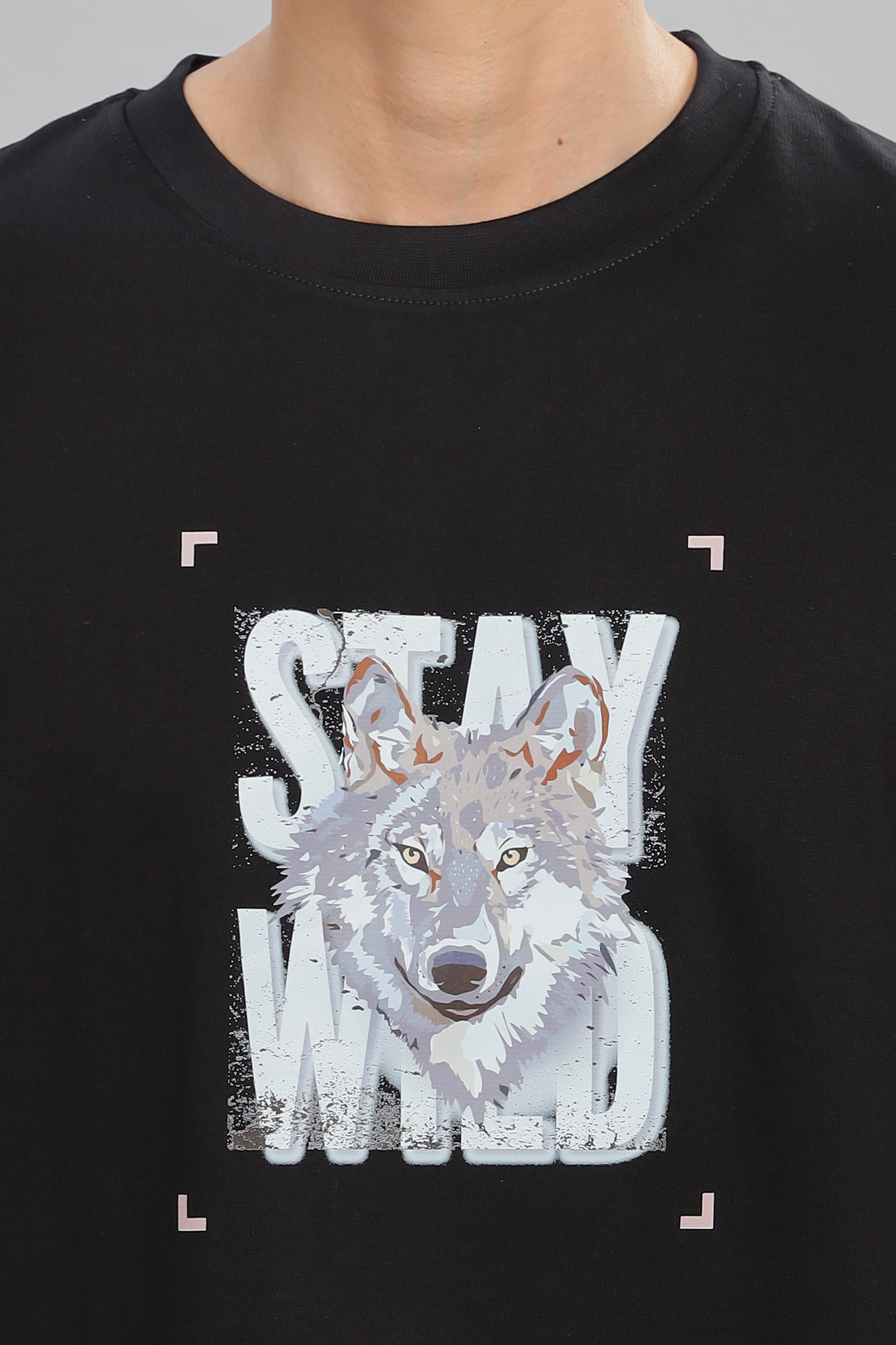 Spice Wardrobe Men Half Sleeve Oversized T-shirt, Round Neck Longline Drop Shoulder |Black Printed Relaxed Fit T-Shirt 100% Cotton 220 GSM Fabric