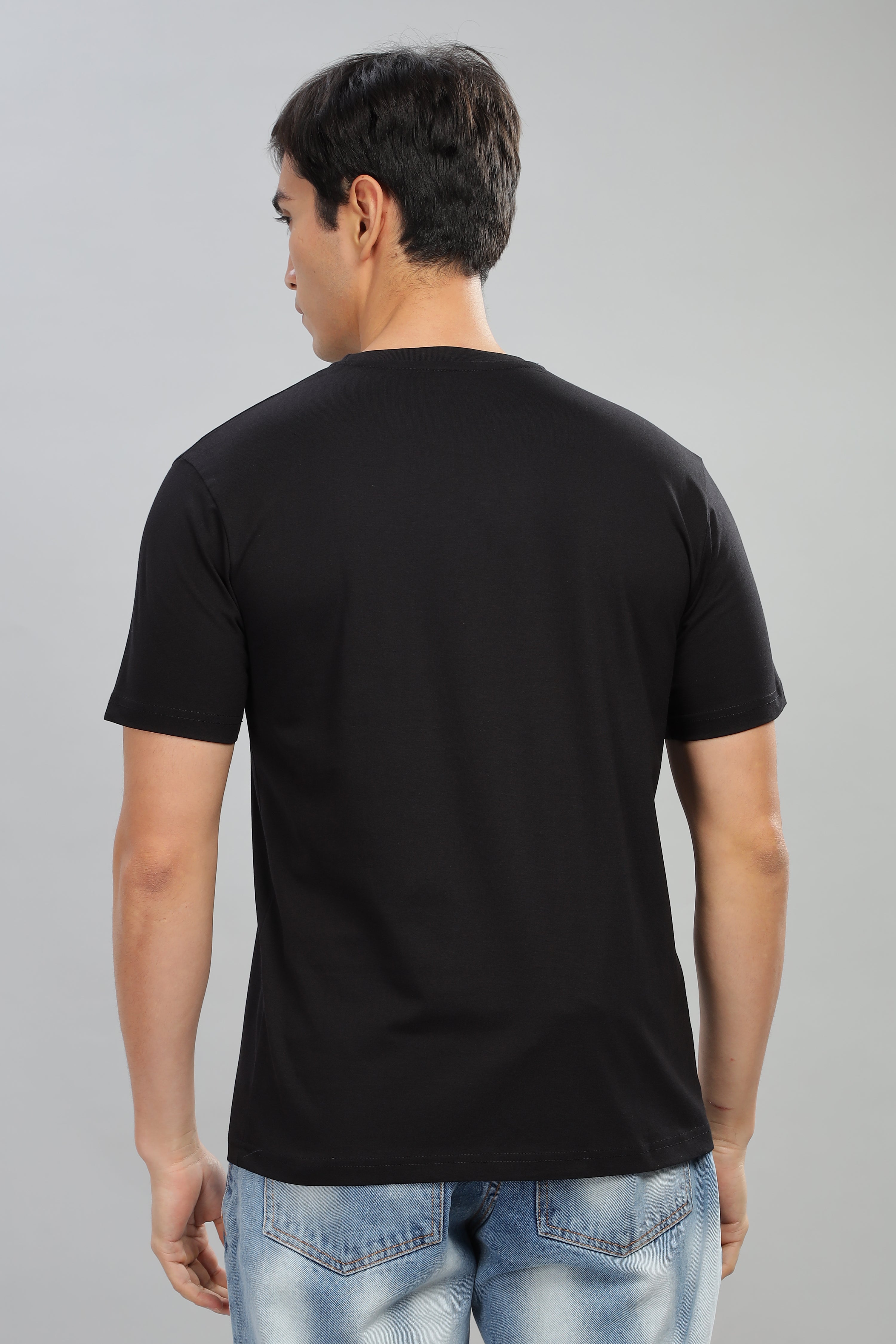 Spice Wardrobe Men’s Black Cotton T-Shirt 100% Pure Cotton | Comfortable Regular Fit for Casual & Active Wear